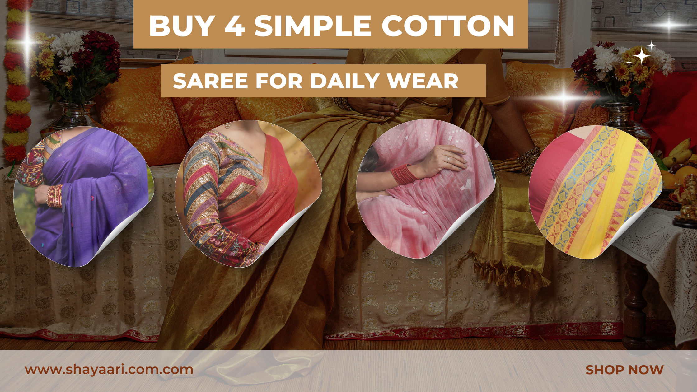 Magic of Cotton Weaves: Buy 4 Simple Cotton Saree For Daily Wear