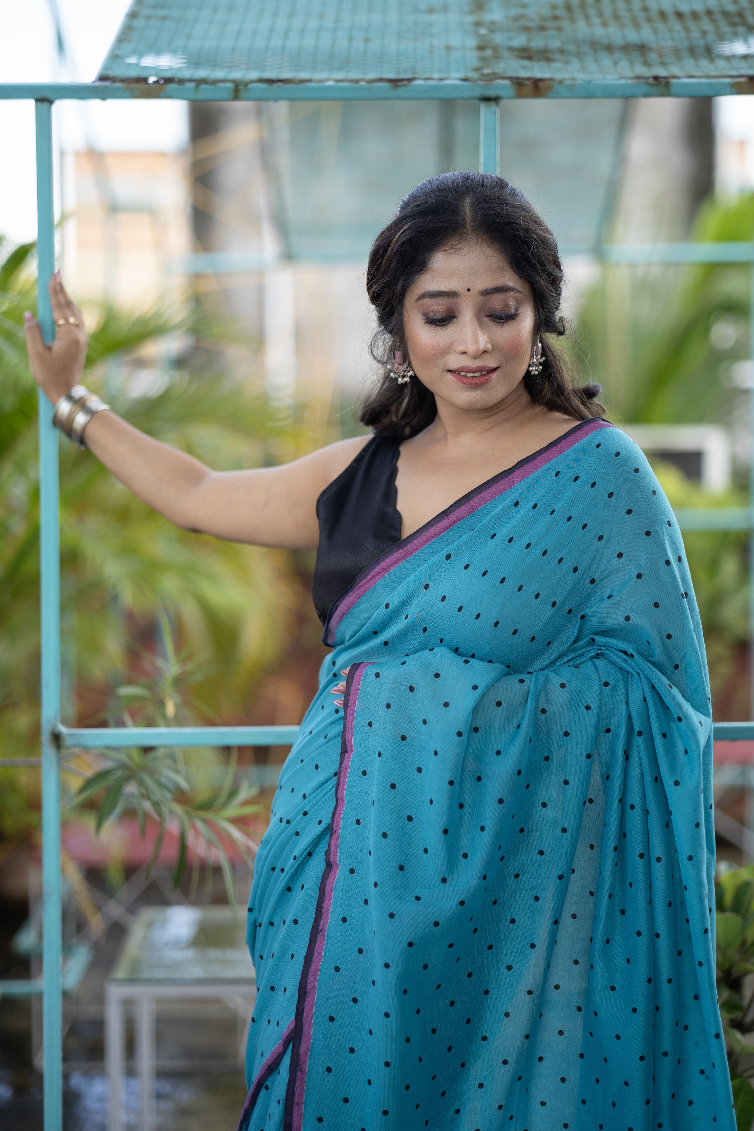 Blue Buti Cotton Sarees