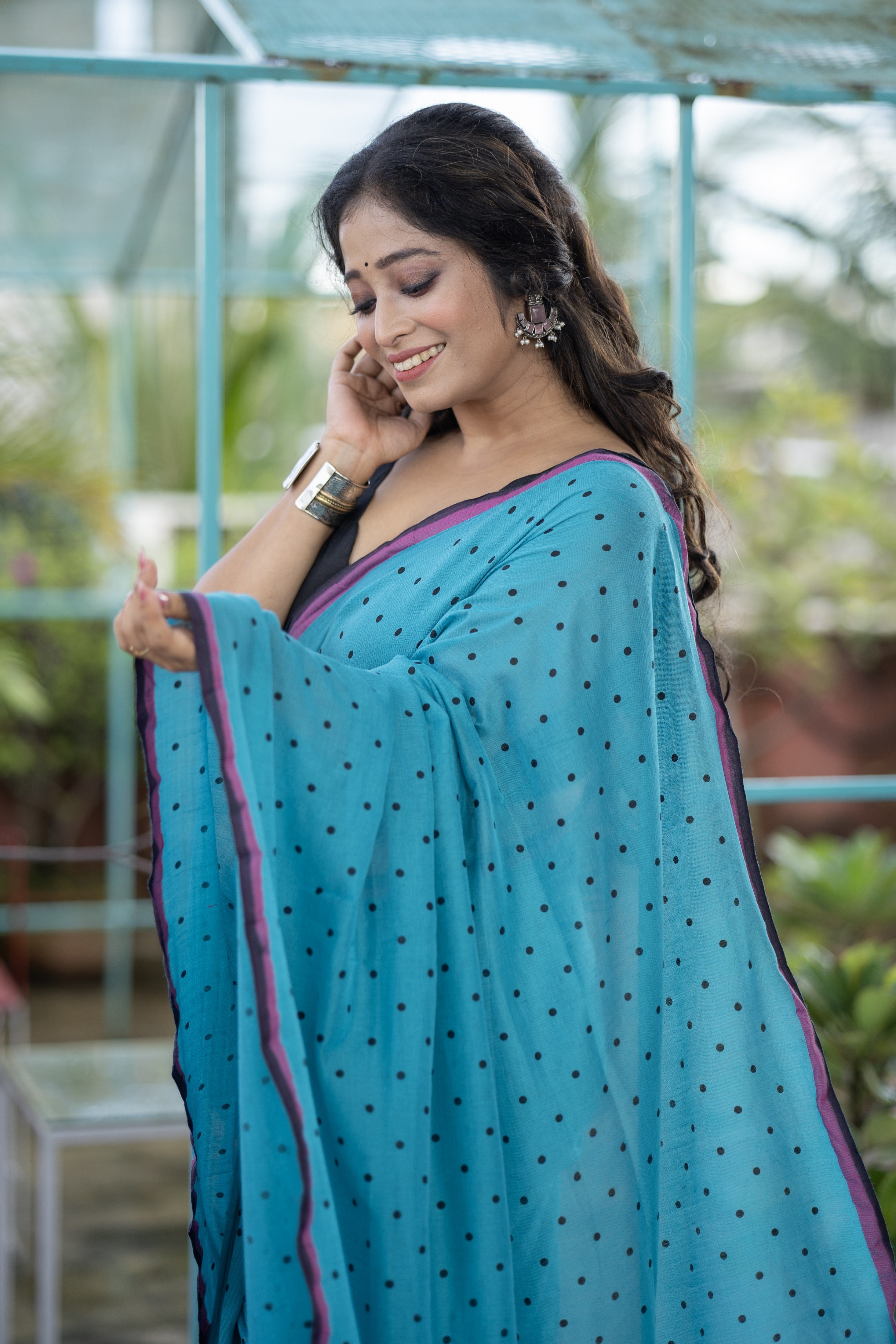 Blue Buti Cotton Sarees