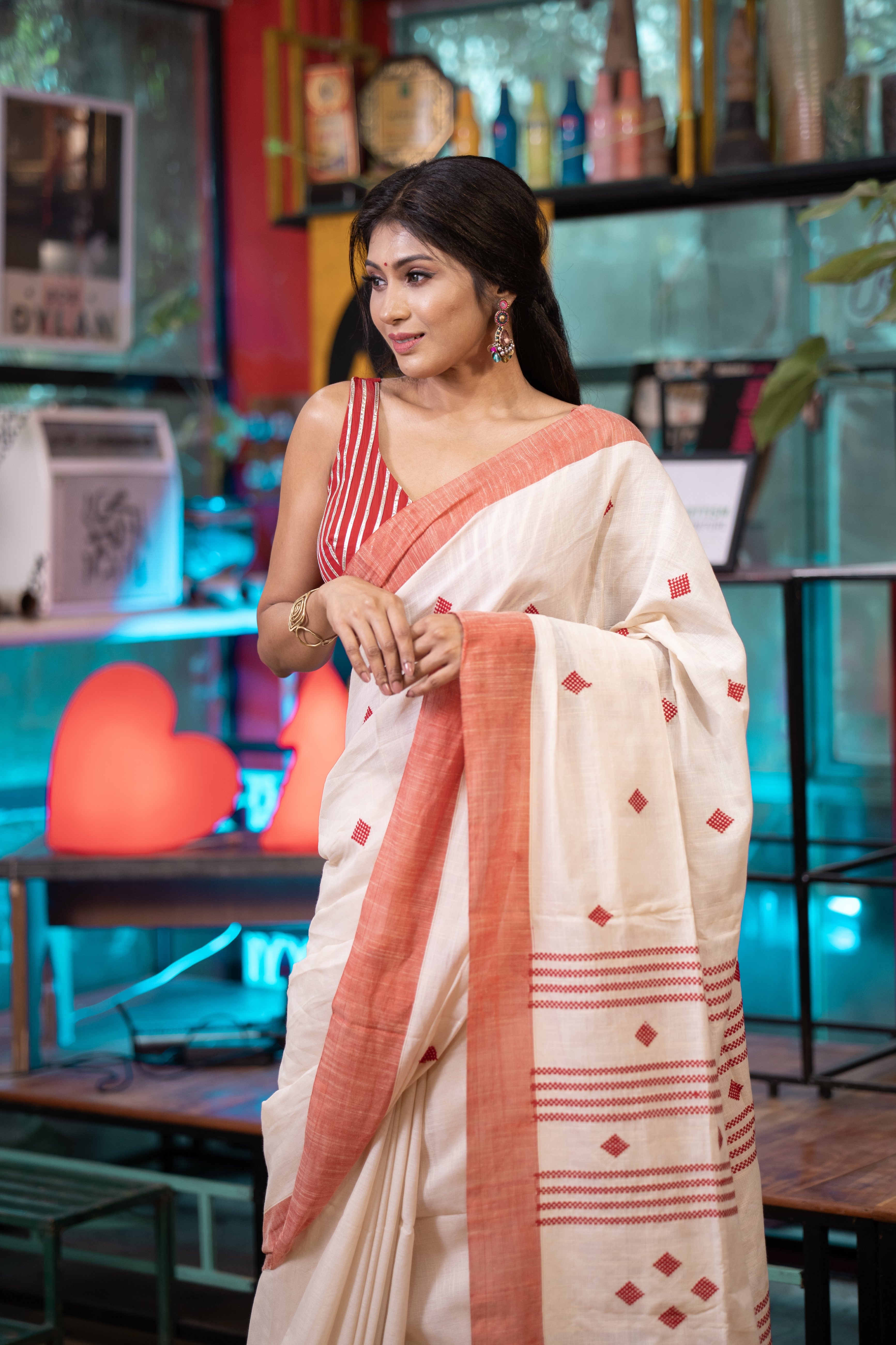 Handloom Pure Cotton Sarees- Cream