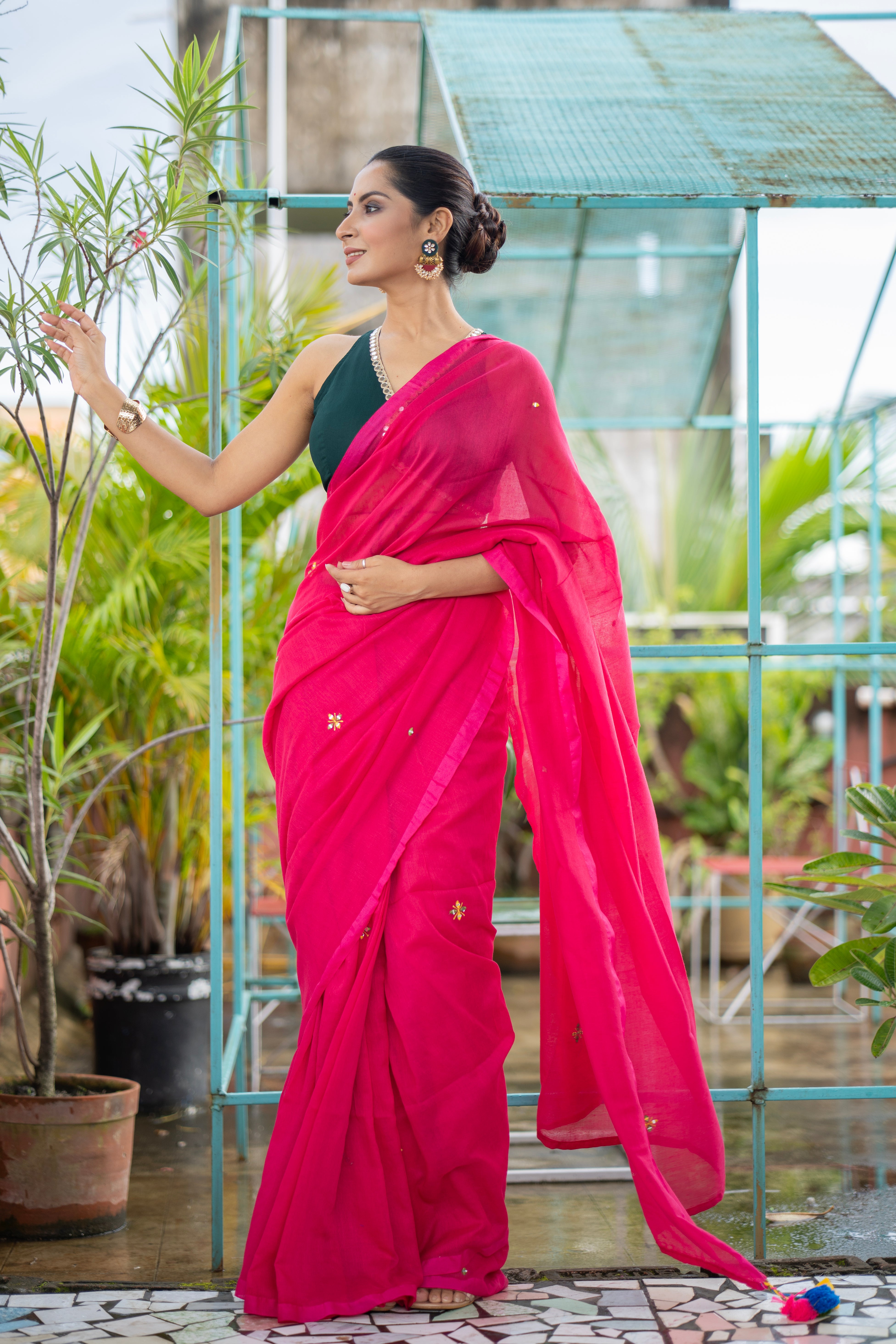 Rani Pure mul Cotton Hand Woven Saree