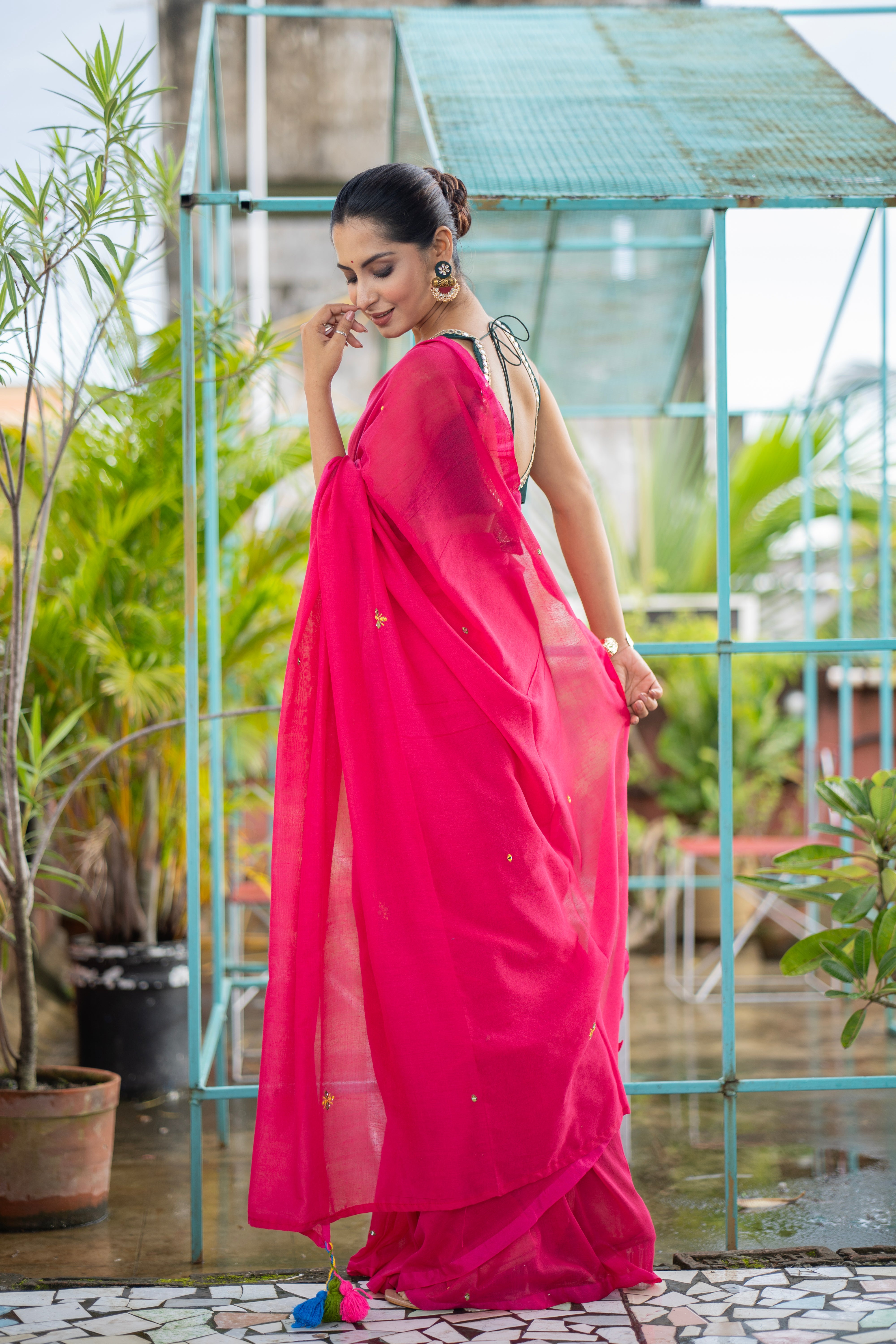 Rani Pure mul Cotton Hand Woven Saree