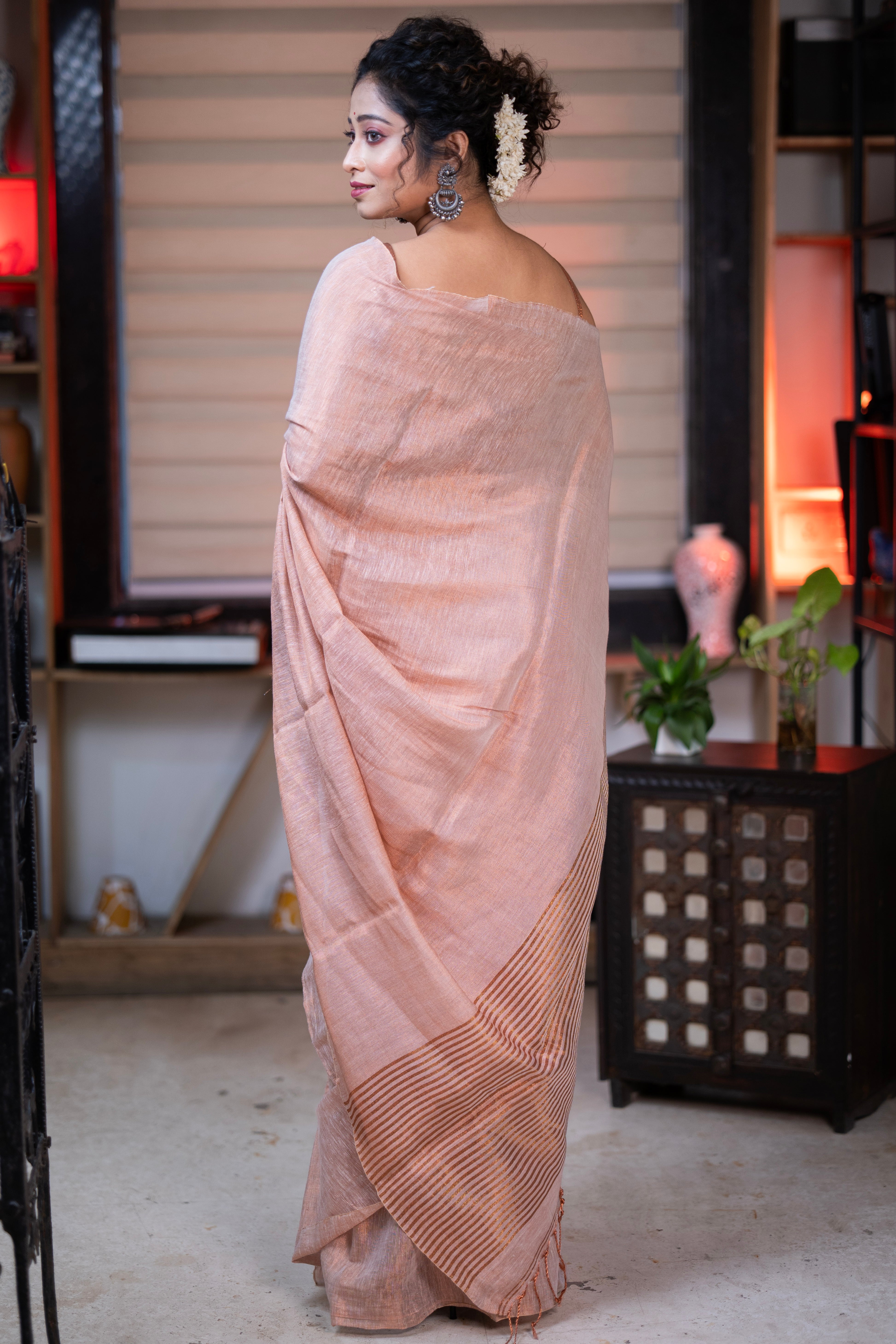 Bare Beige Dual Tone Pure Tissue Saree