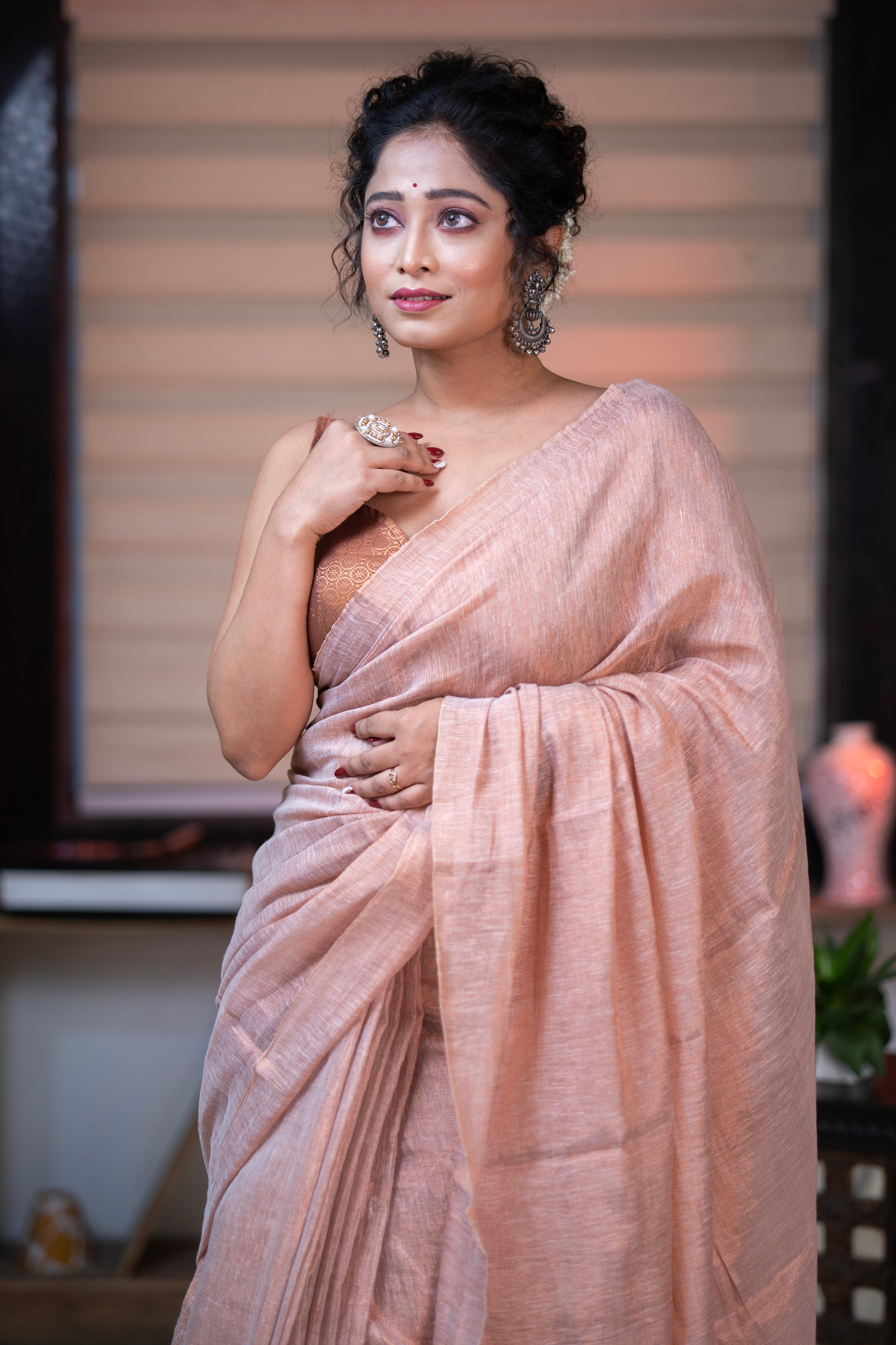 Bare Beige Dual Tone Pure Tissue Saree