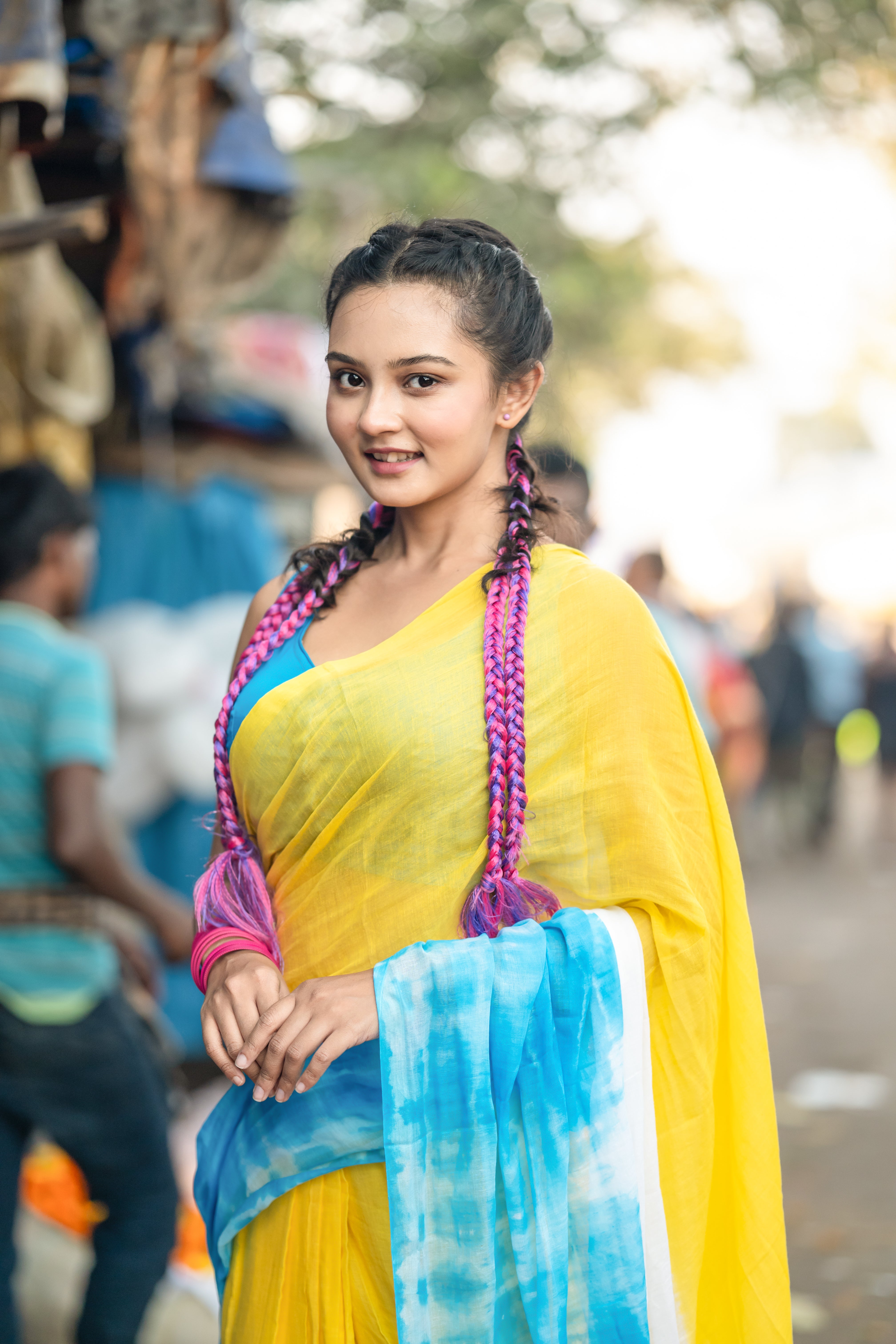 Riturang Yellow Multi Shibori Mul Mul Cotton Saree