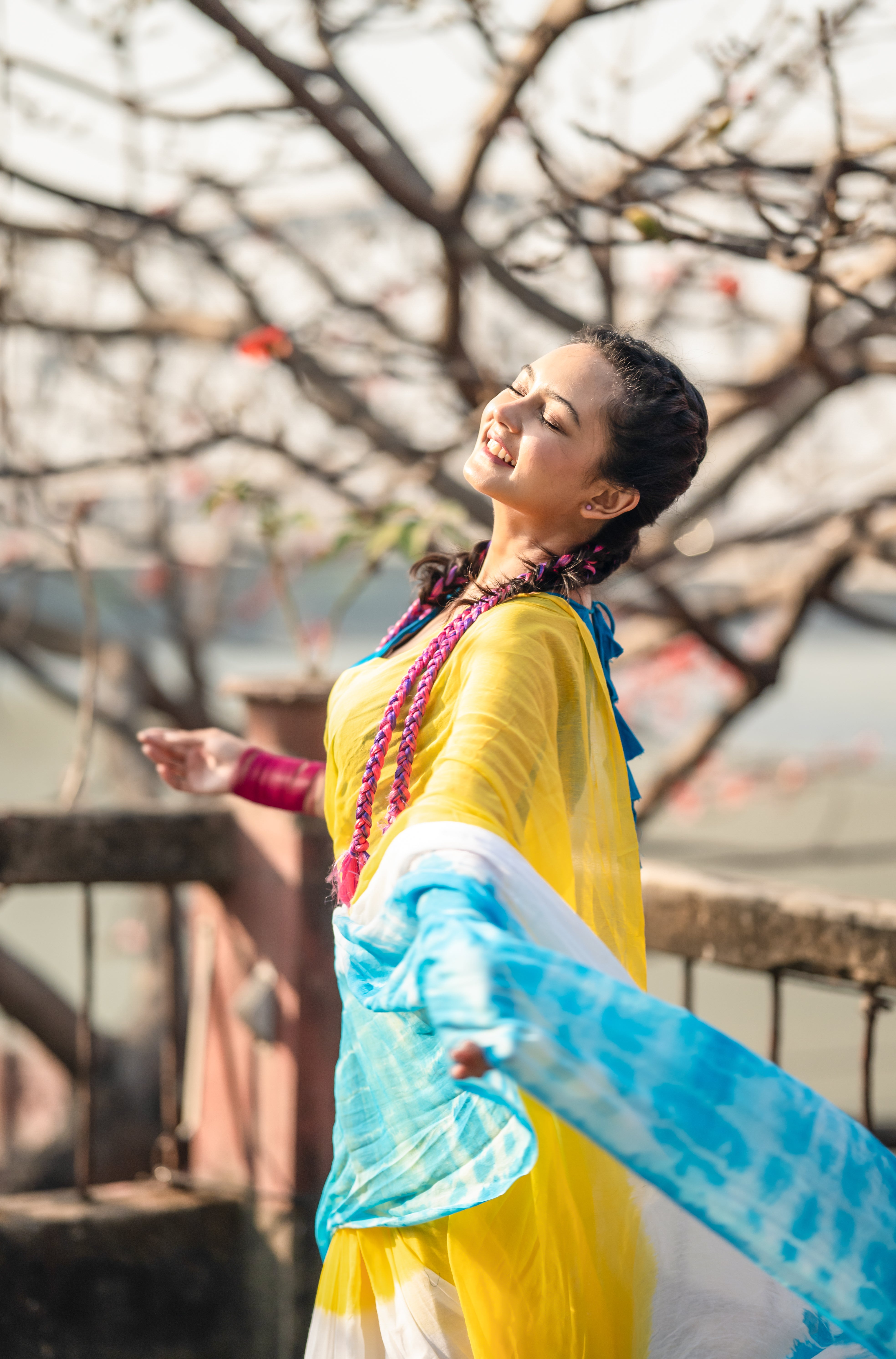 Riturang Yellow Multi Shibori Mul Mul Cotton Saree