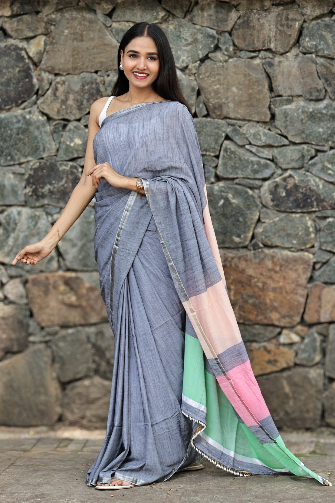 Grey Premium soft Cotton Saree