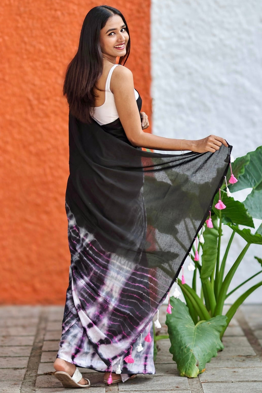 Ragini Black Multi Shibori Mul Mul Cotton Saree