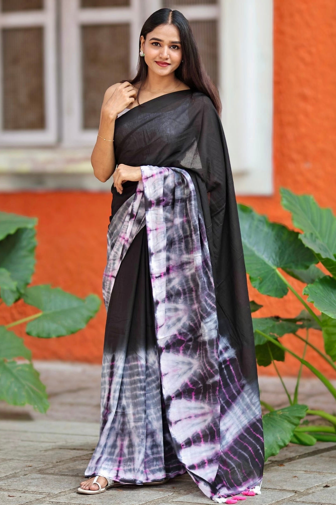 Ragini Black Multi Shibori Mul Mul Cotton Saree