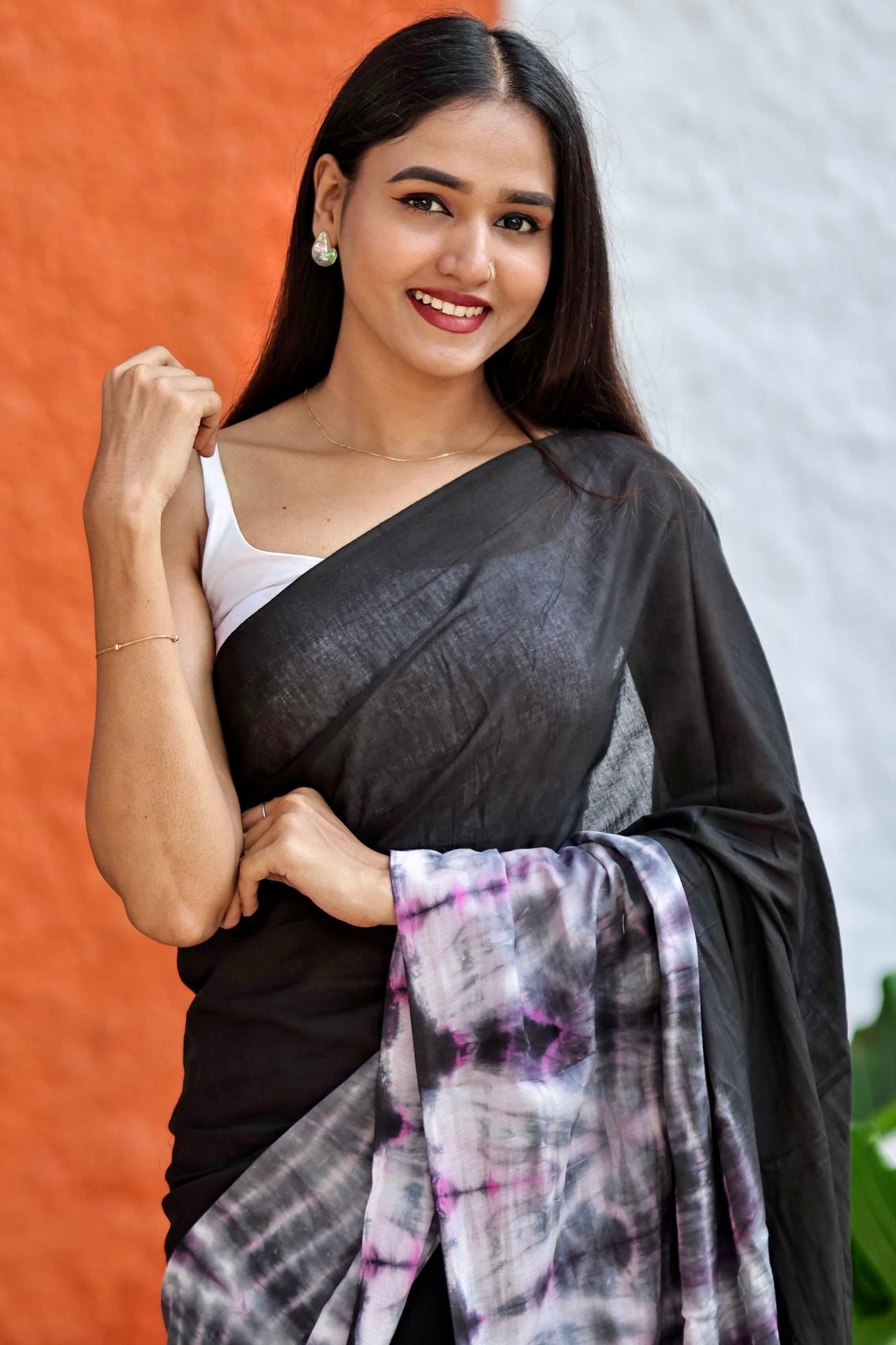 Ragini Black Multi Shibori Mul Mul Cotton Saree