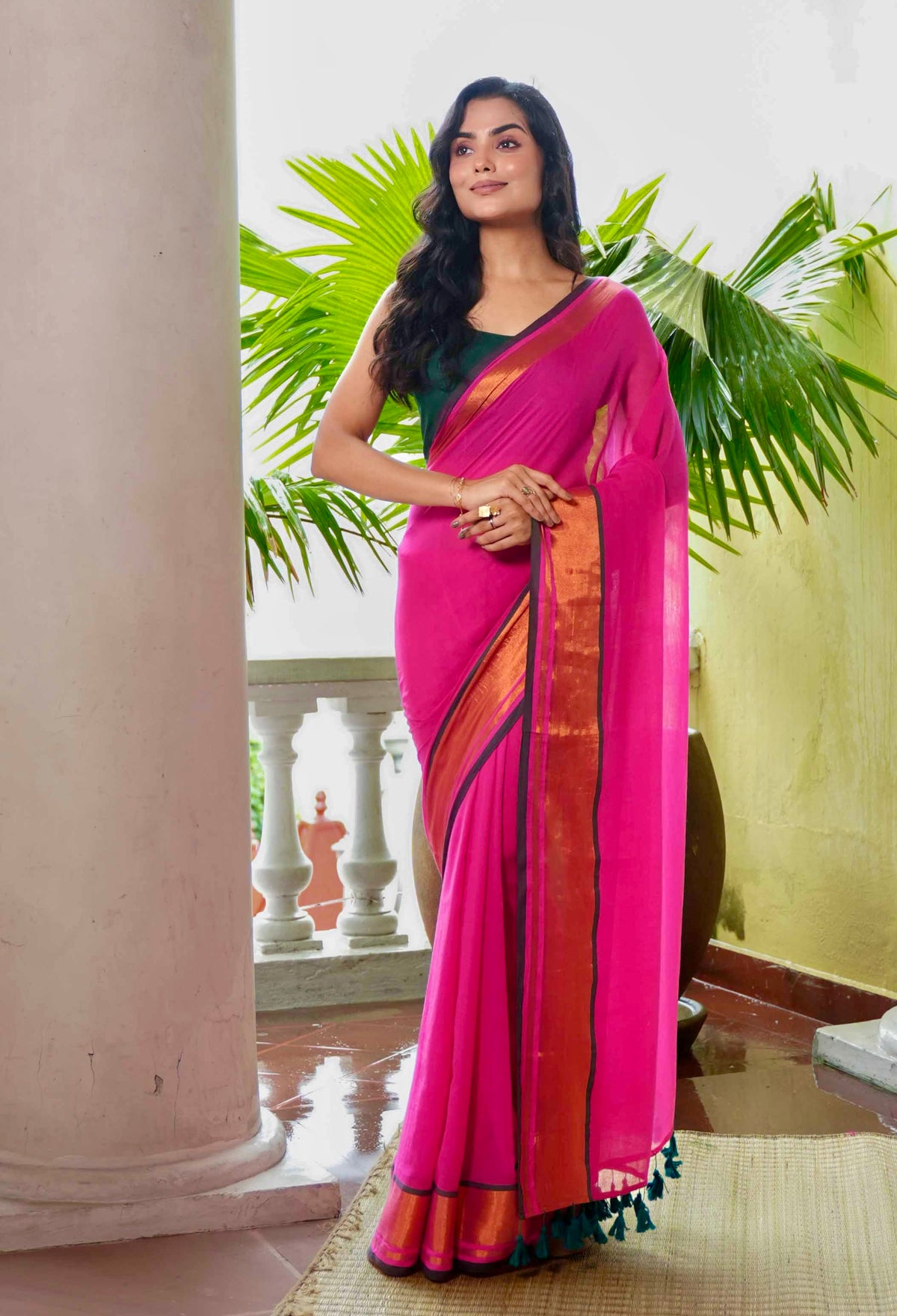 Rani Mul Mul Cotton Saree With blouse piece