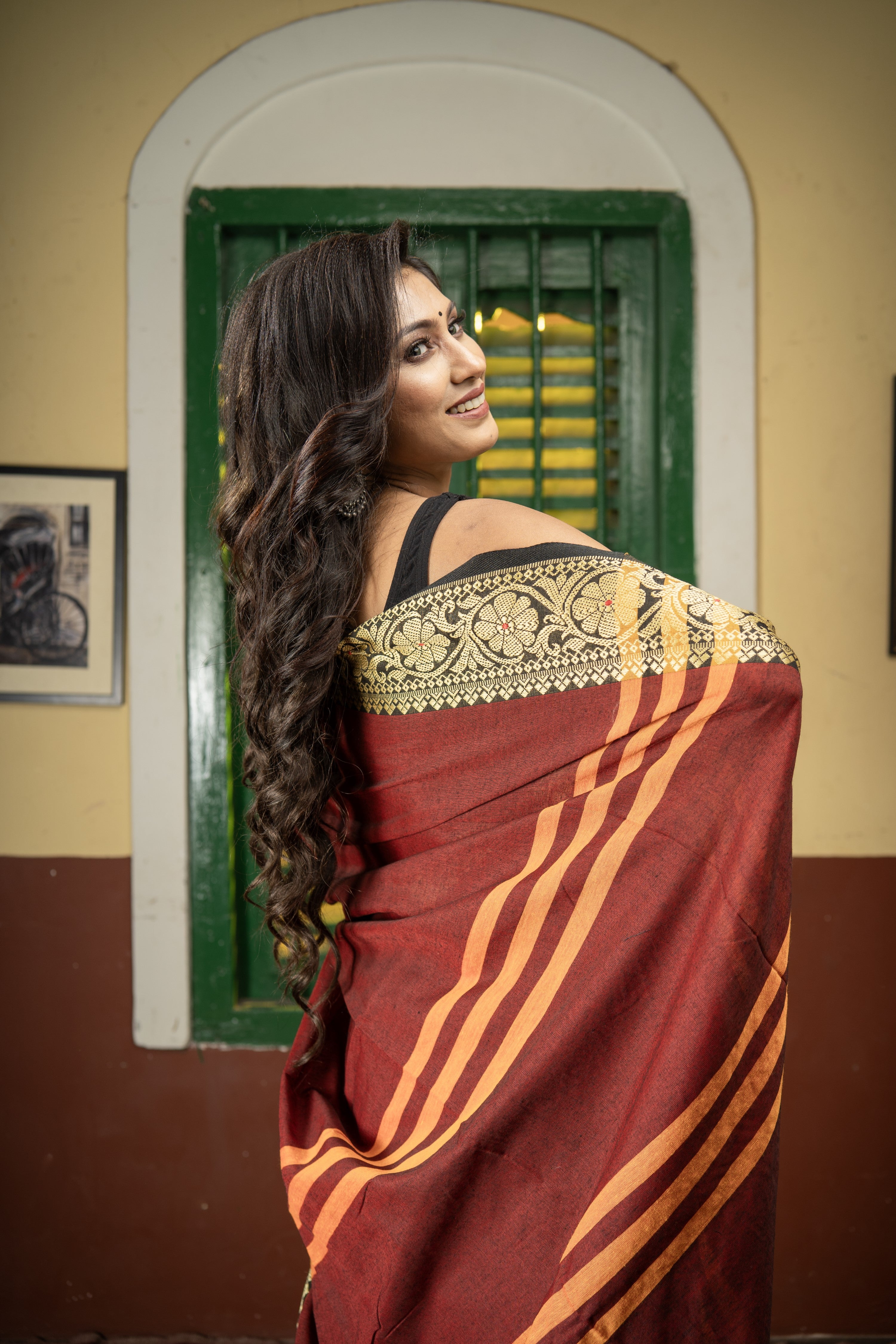 Maroon Handwoven Pure Cotton Saree