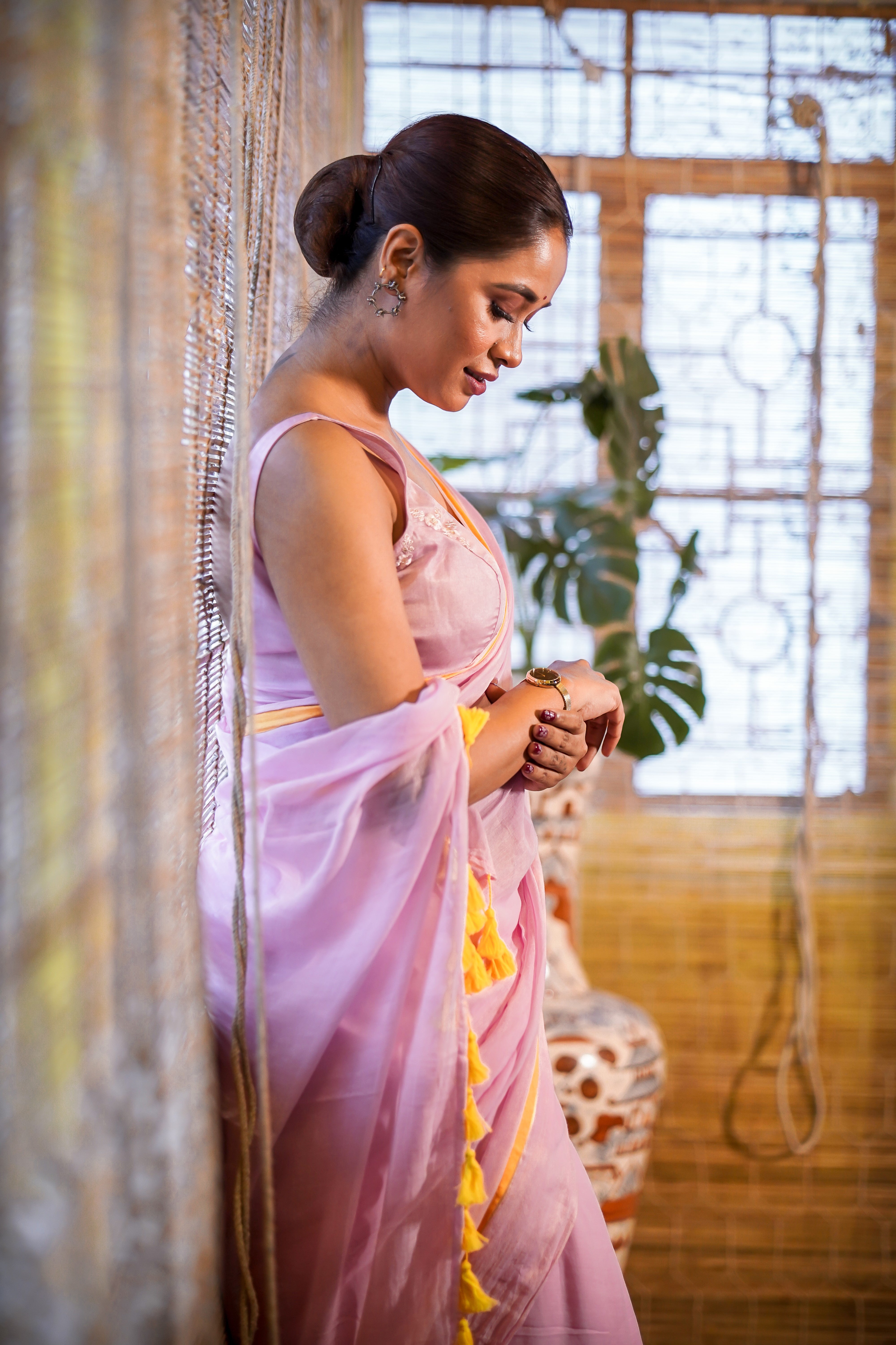 Baby Pink Mul Mul Cotton Saree