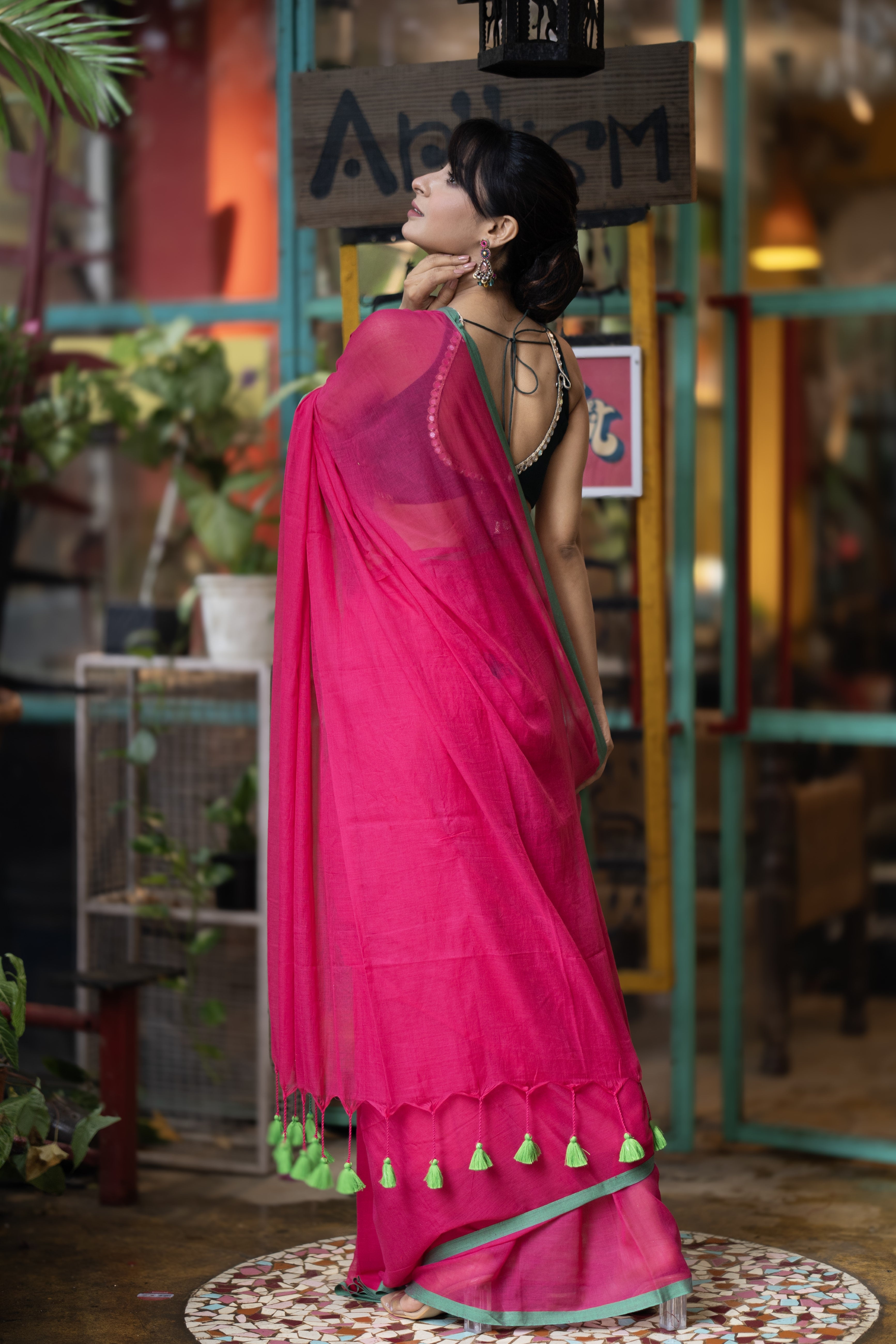 Rani Pure Mulmul Cotton Saree with blouse piece