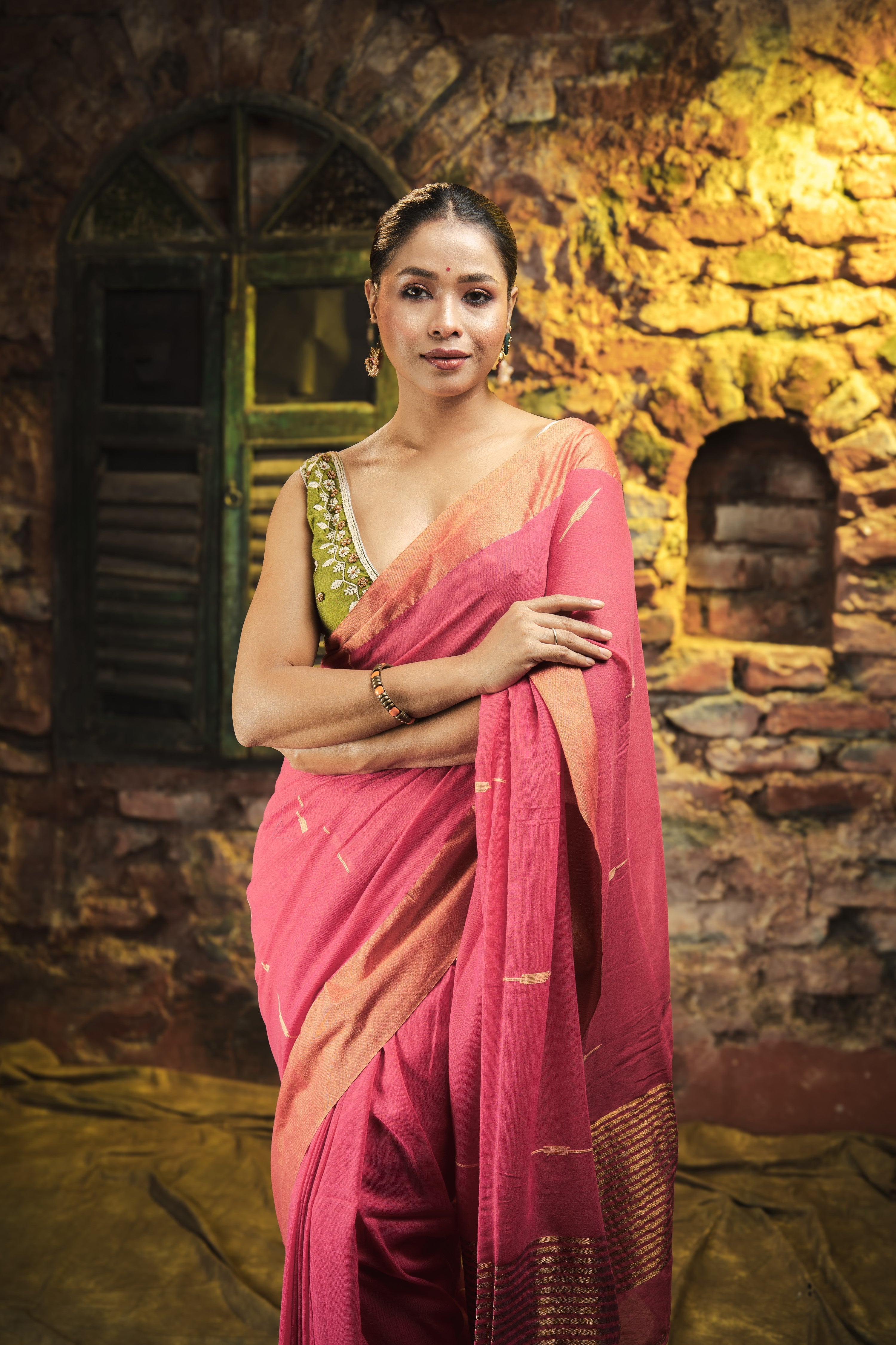 Rose Pink Handwoven Pure Cotton Saree