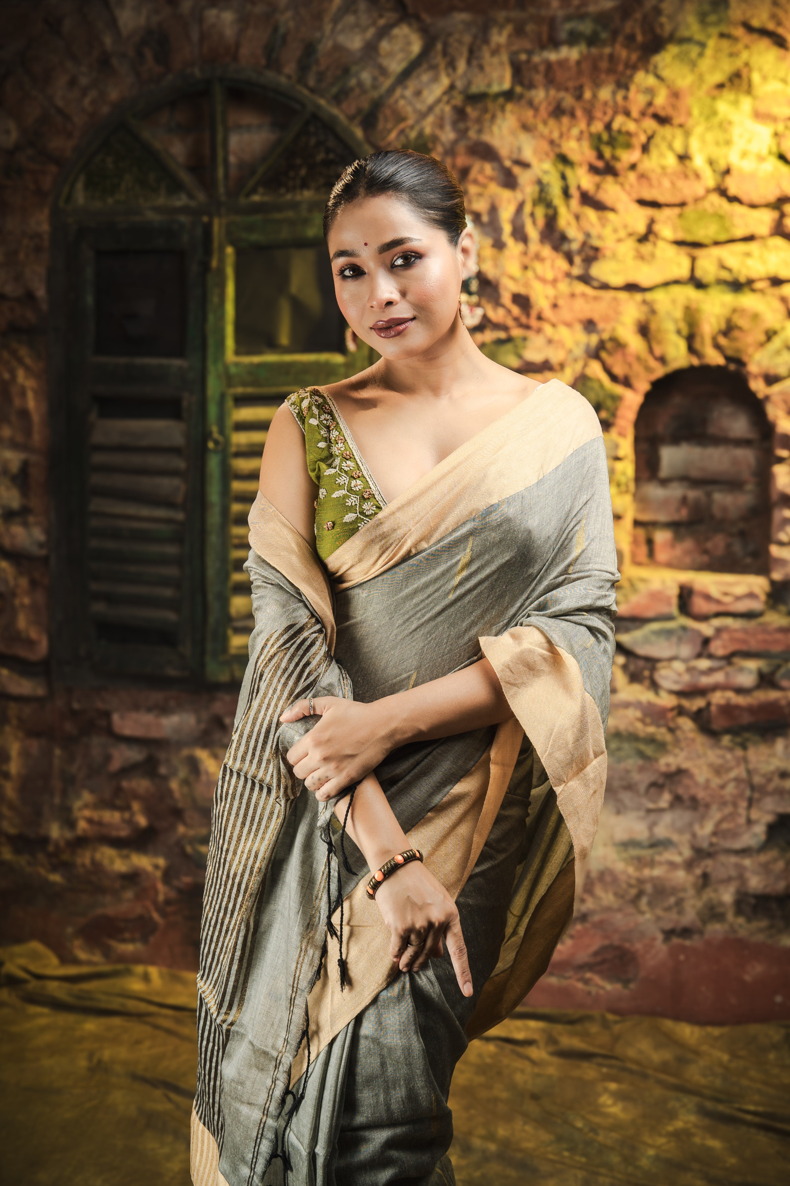 Squirrel Grey Handwoven Pure Cotton Saree