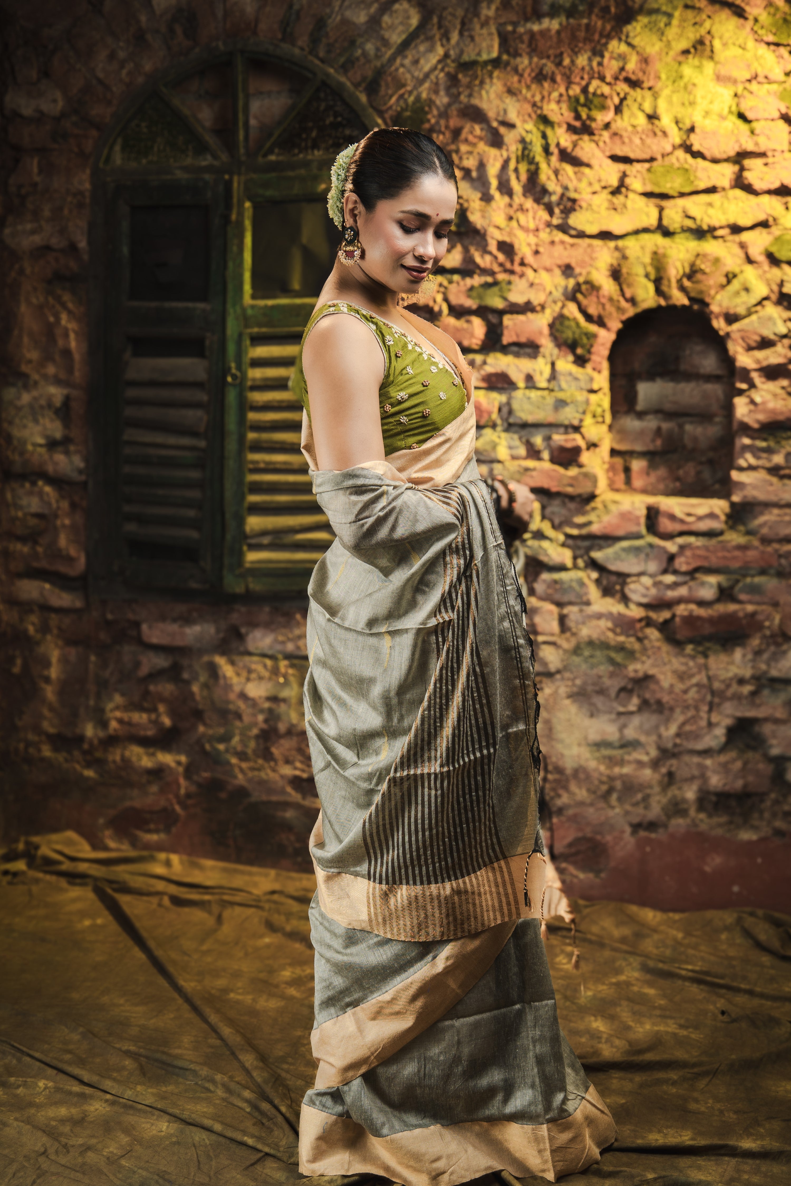 Squirrel Grey Handwoven Pure Cotton Saree