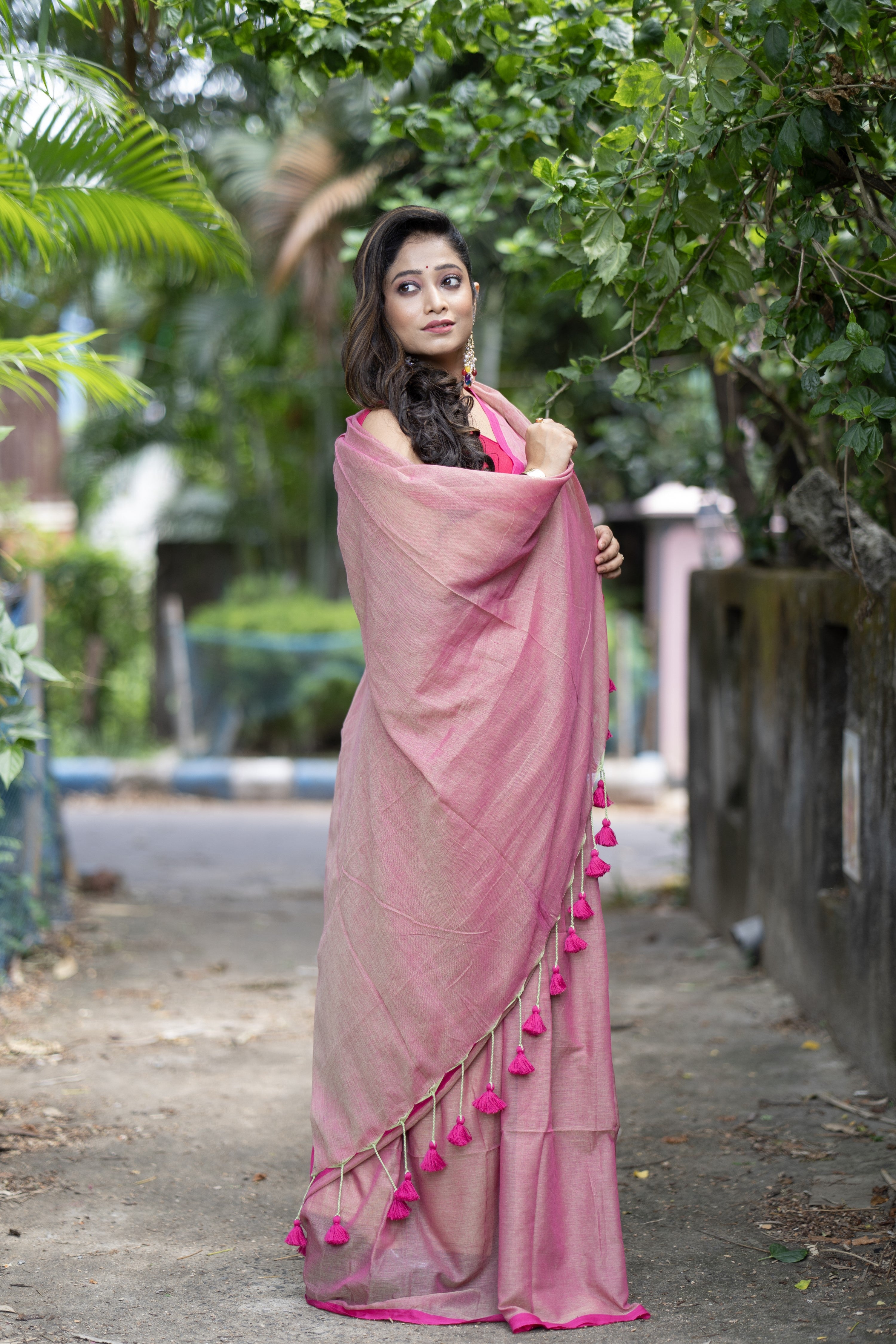 Candy Floss mulmul cotton saree with blouse piece
