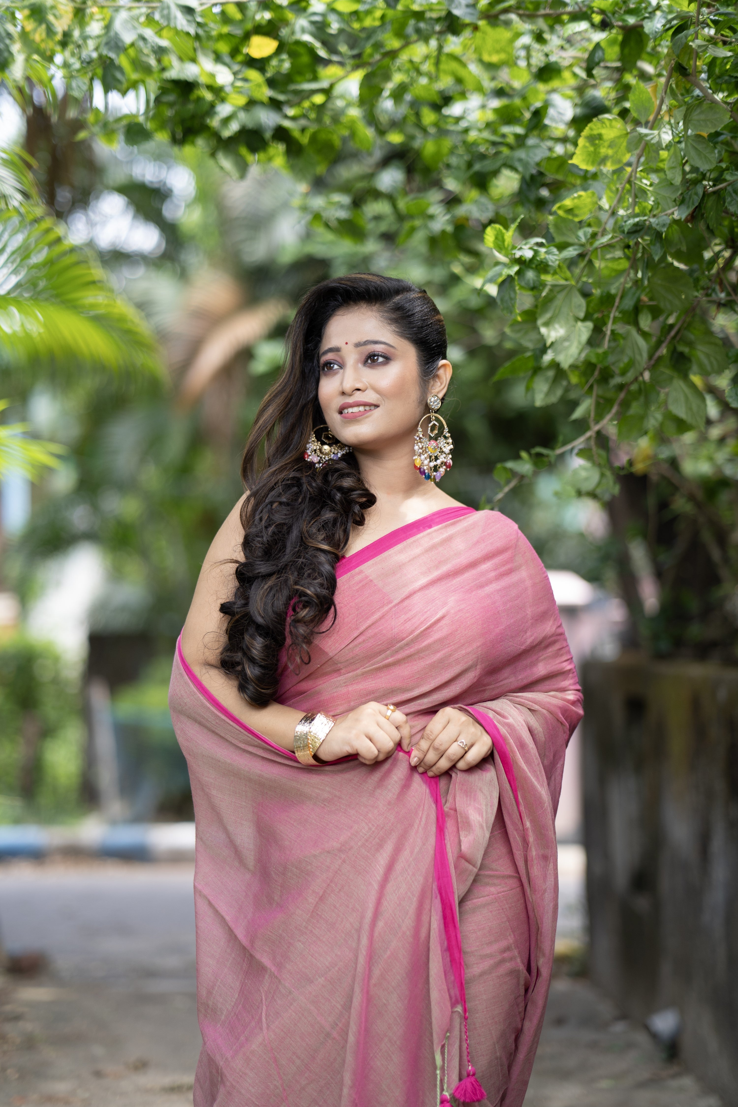 Candy Floss mulmul cotton saree with blouse piece