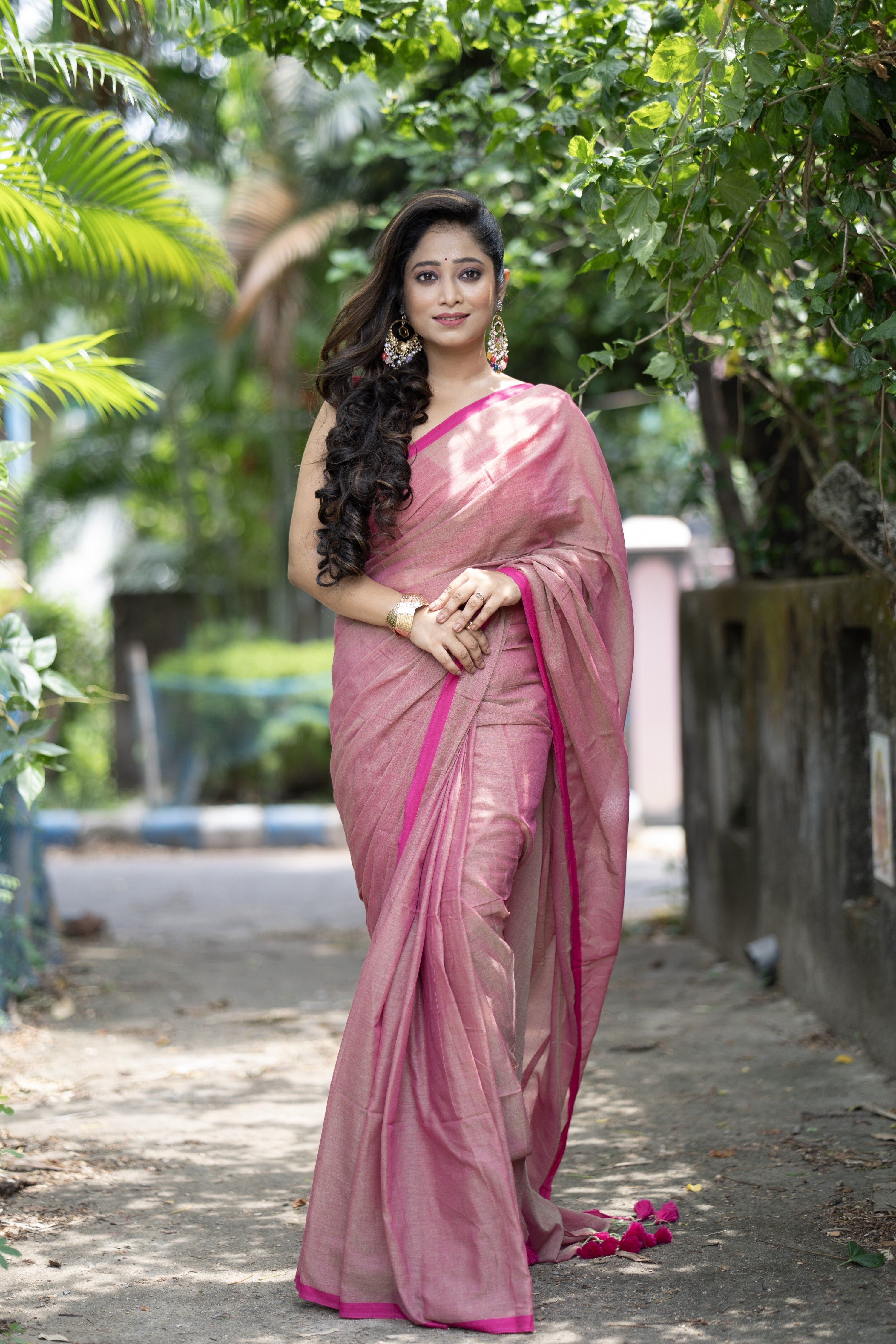 Candy Floss mulmul cotton saree with blouse piece