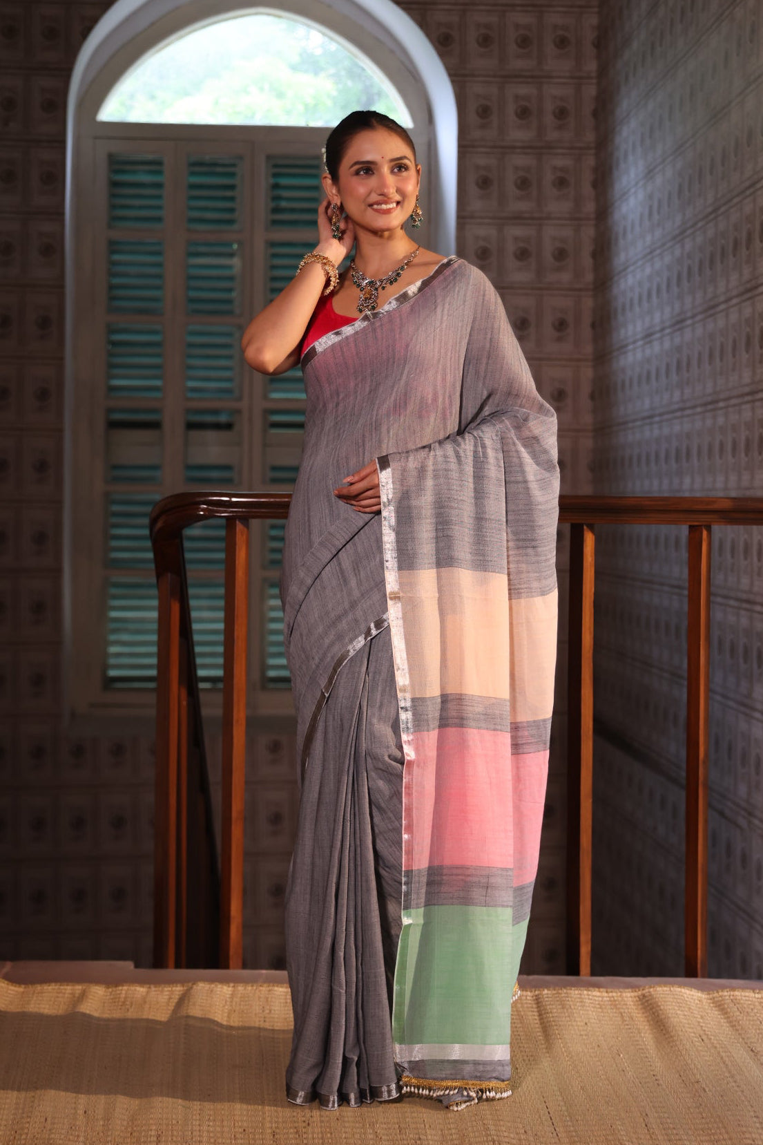 Grey Premium soft Cotton Saree