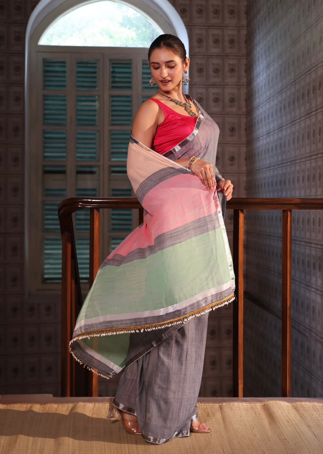 Grey Premium soft Cotton Saree
