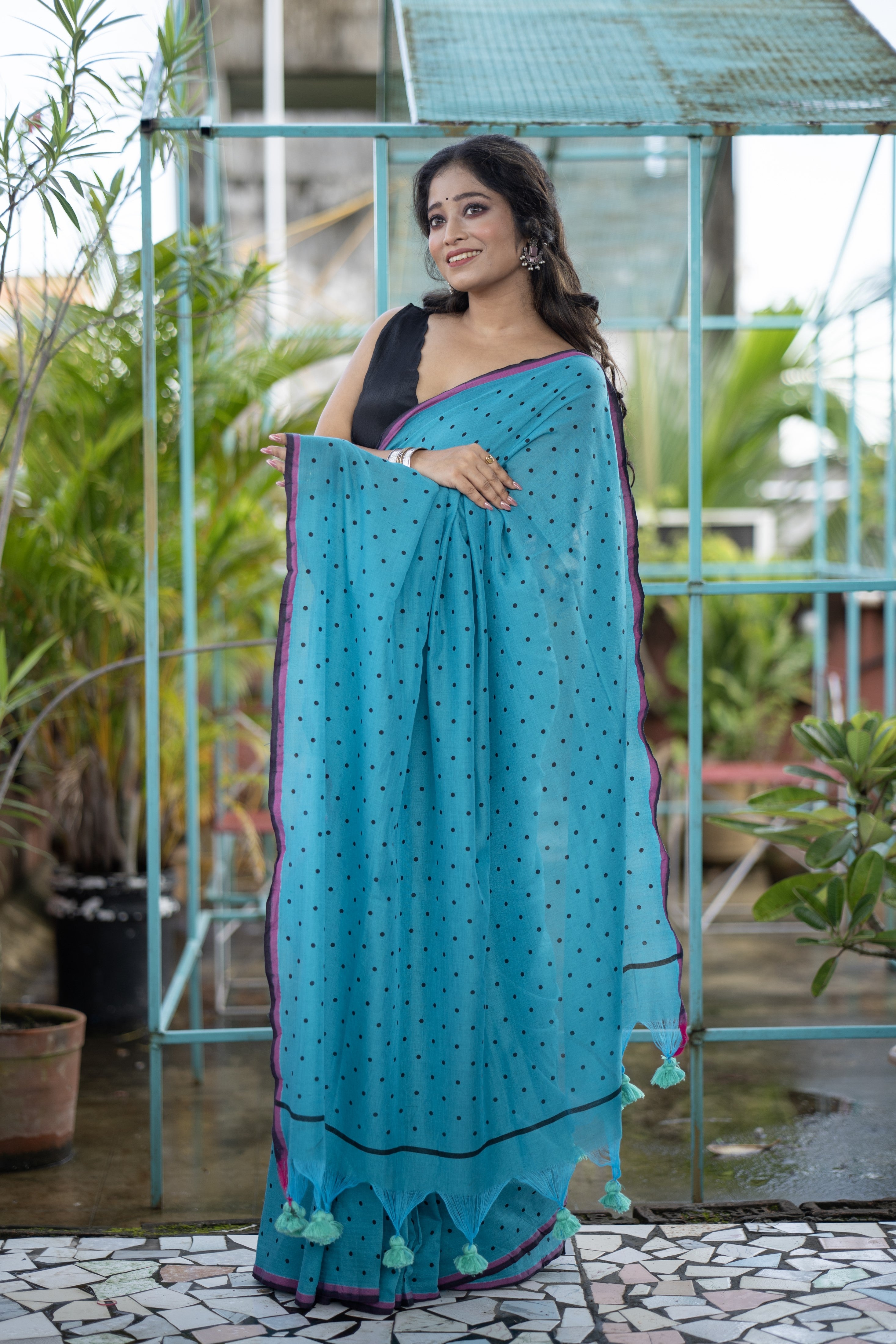 Blue Buti Cotton Sarees