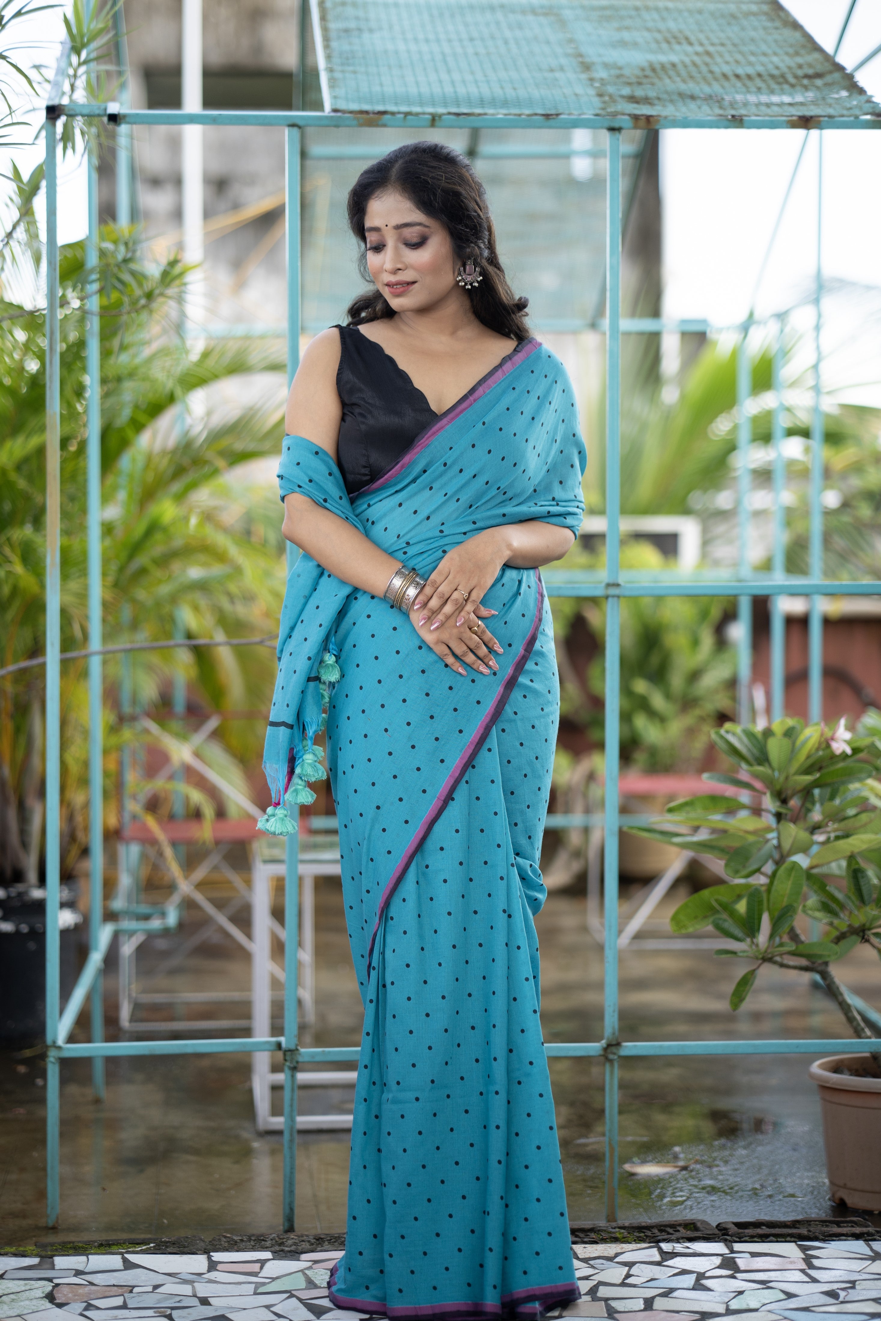 Blue Buti Cotton Sarees