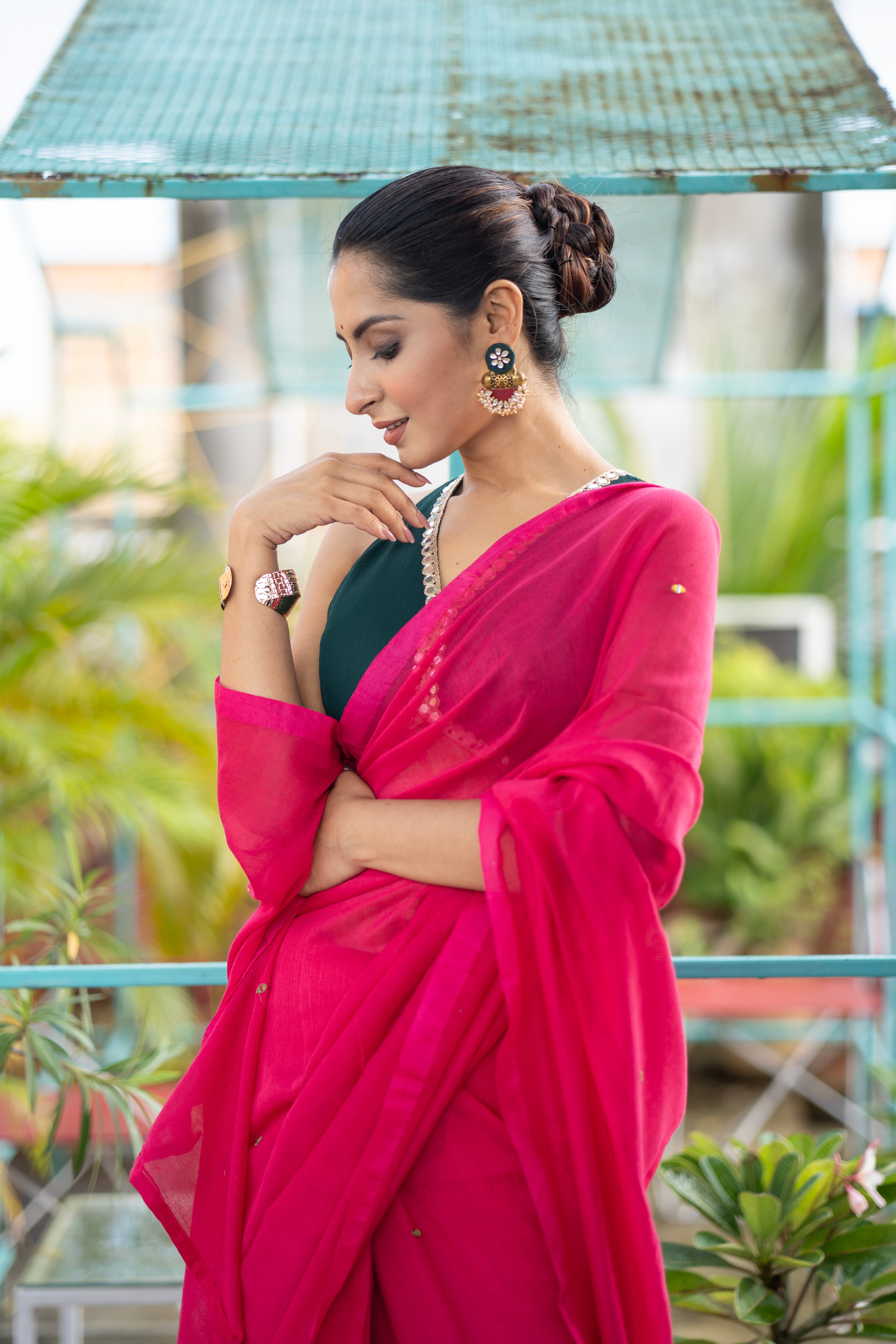 Rani Pure mul Cotton Hand Woven Saree