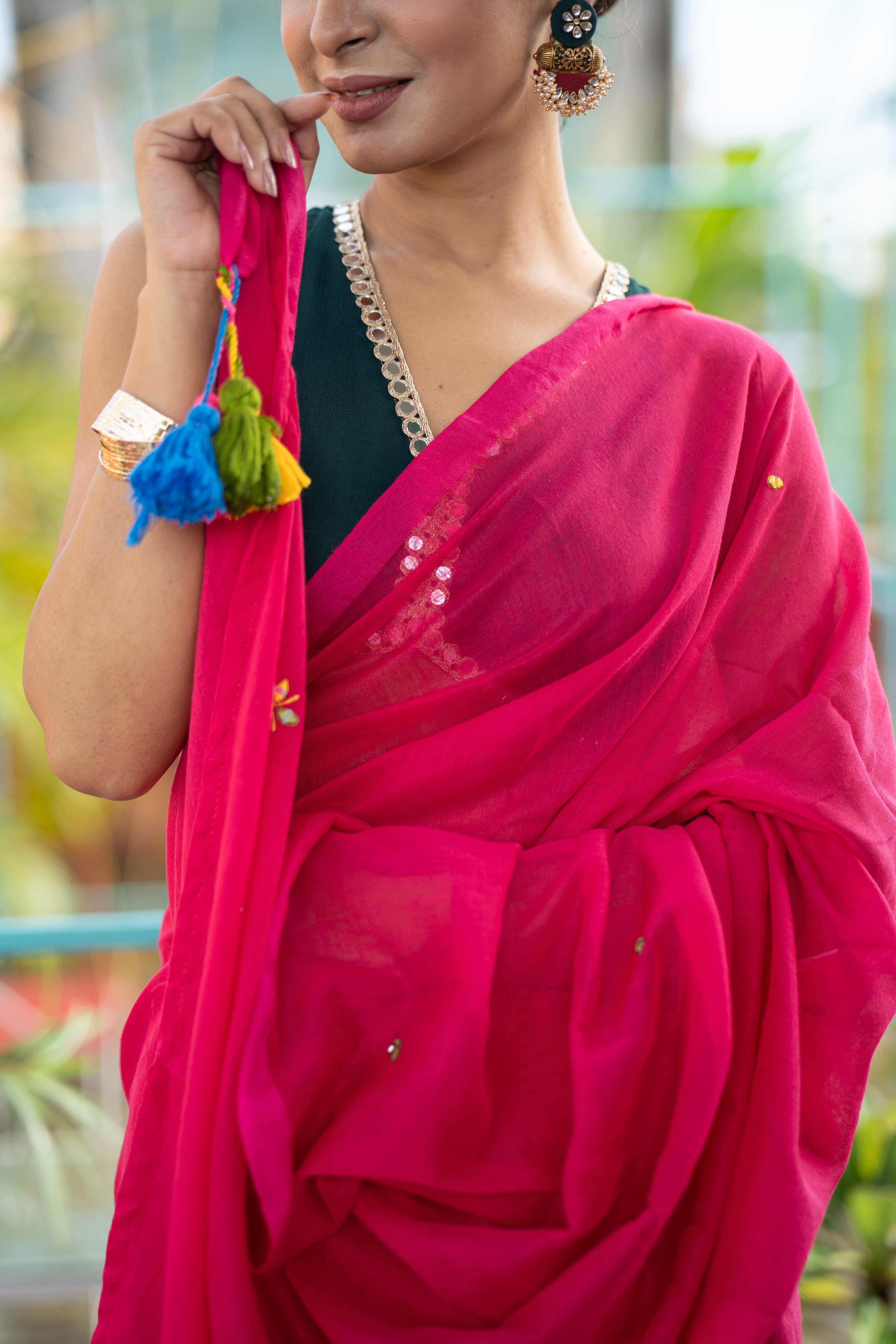 Rani Pure mul Cotton Hand Woven Saree