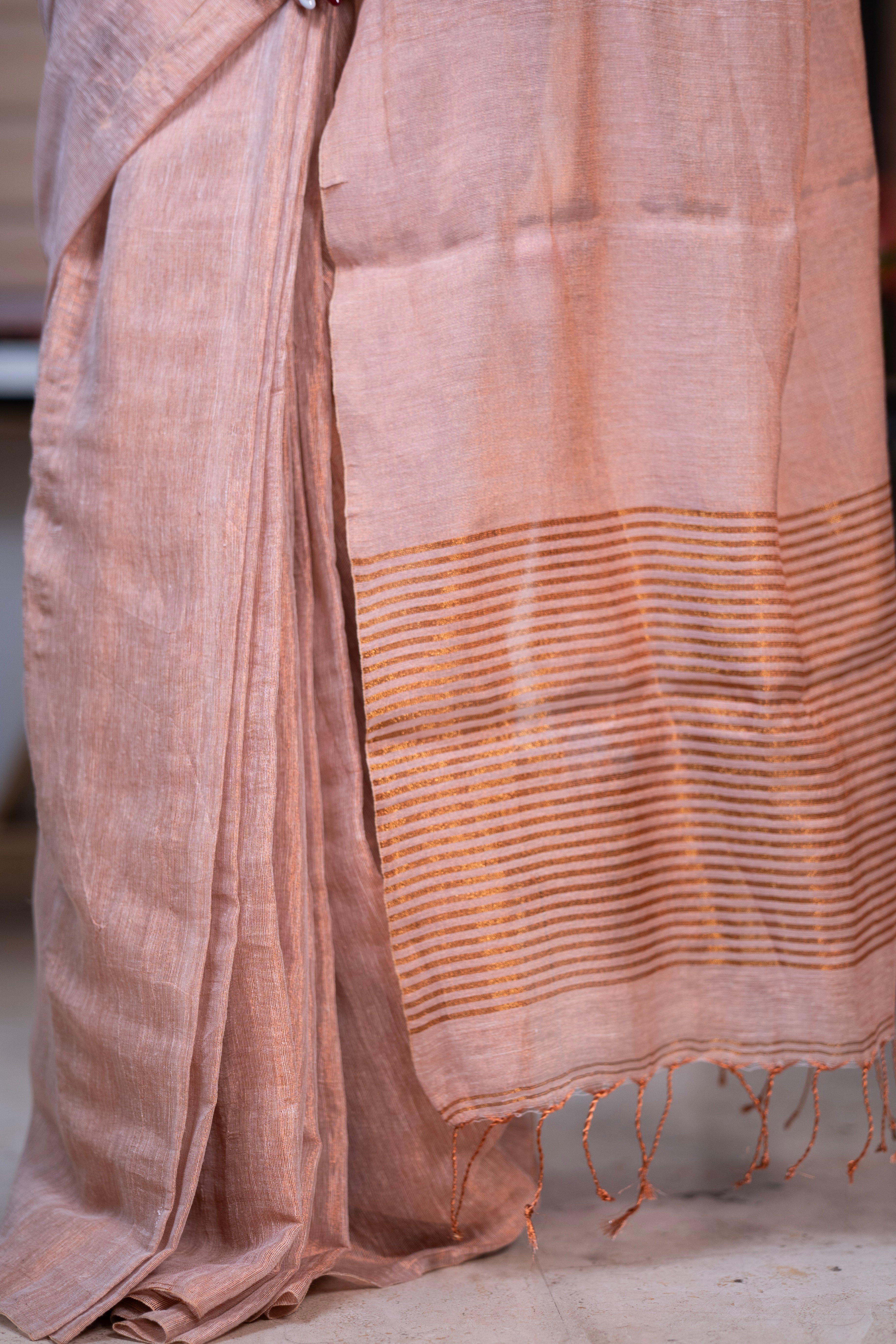 Bare Beige Dual Tone Pure Tissue Saree