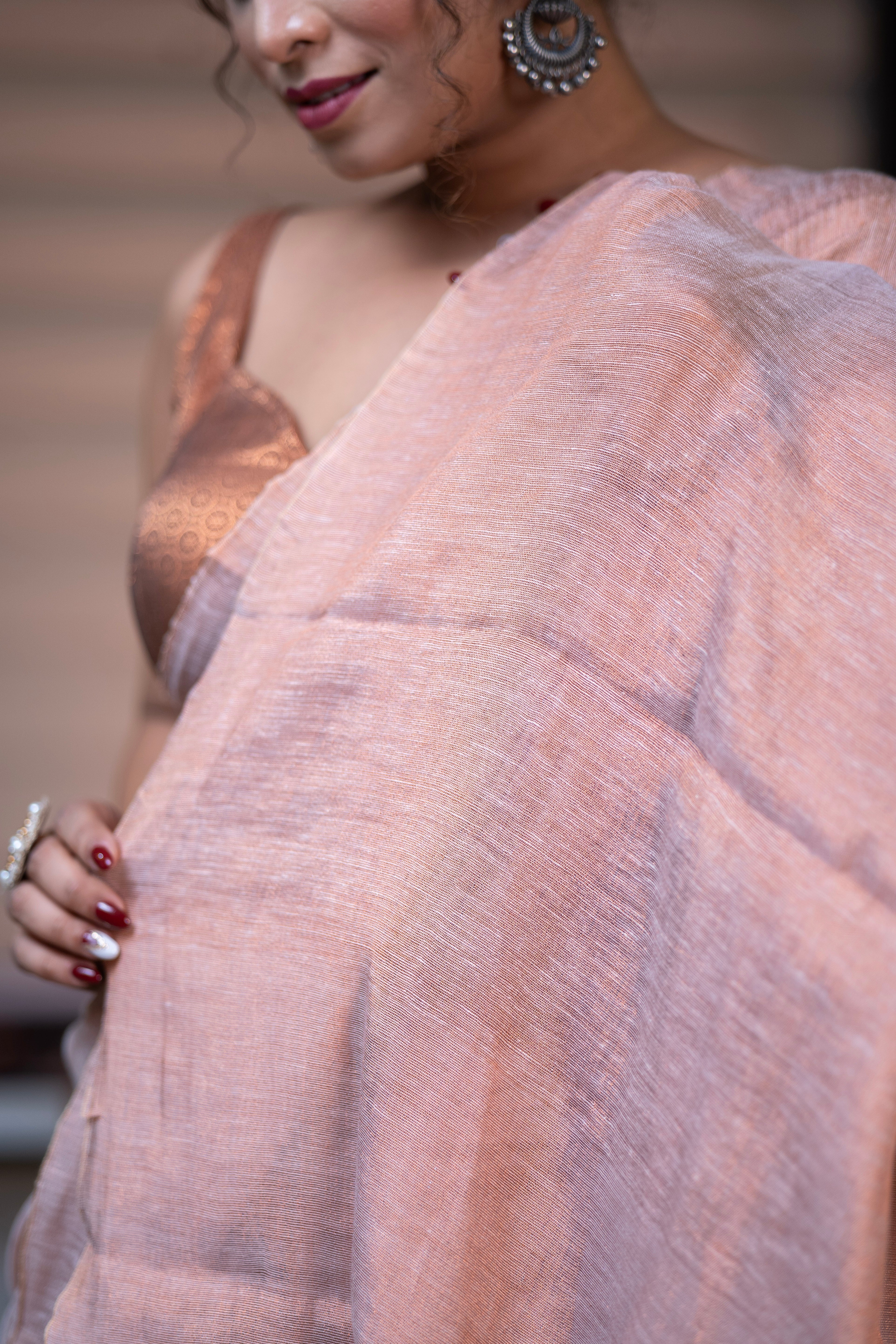 Bare Beige Dual Tone Pure Tissue Saree