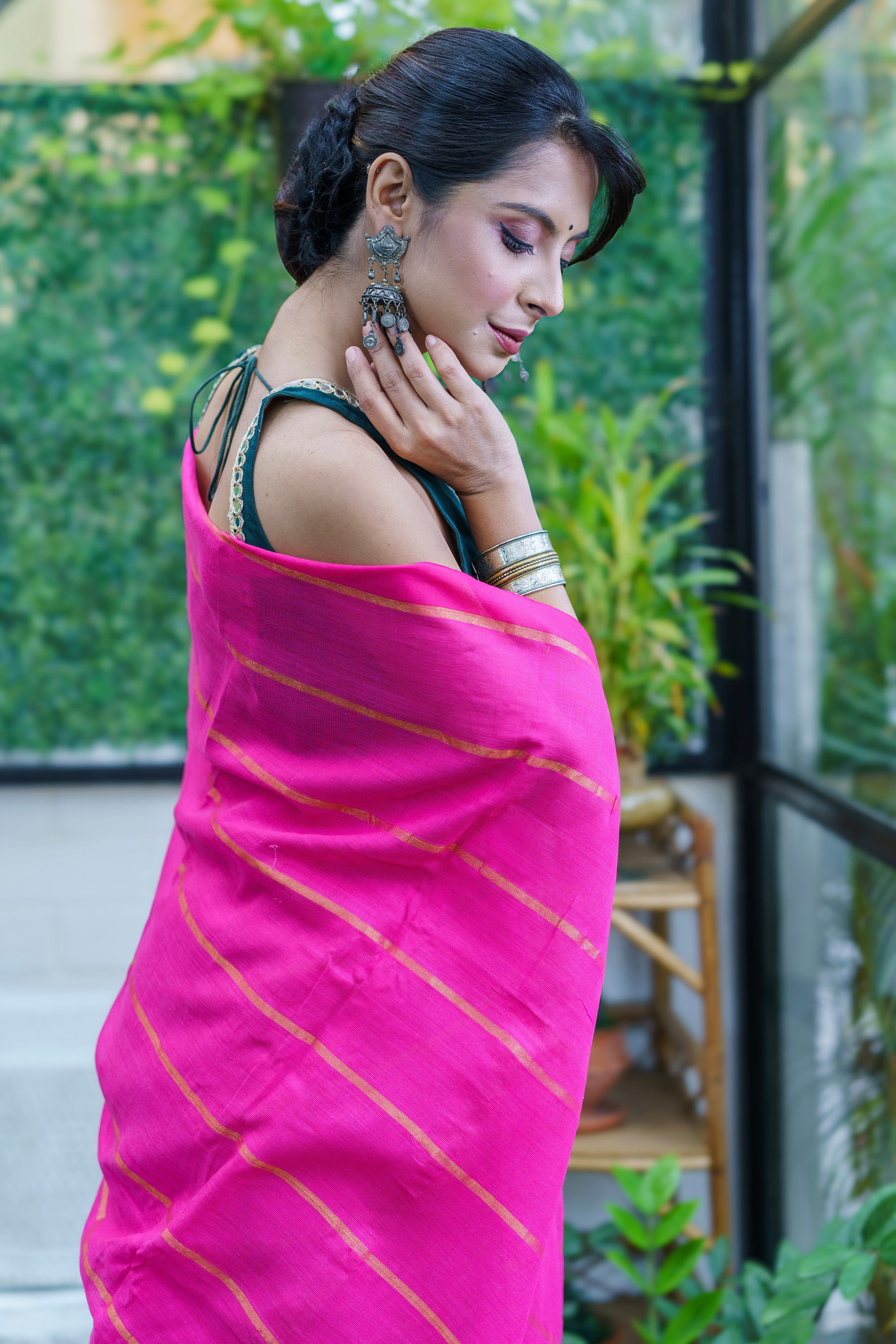 Rani pure khadi cotton striped saree