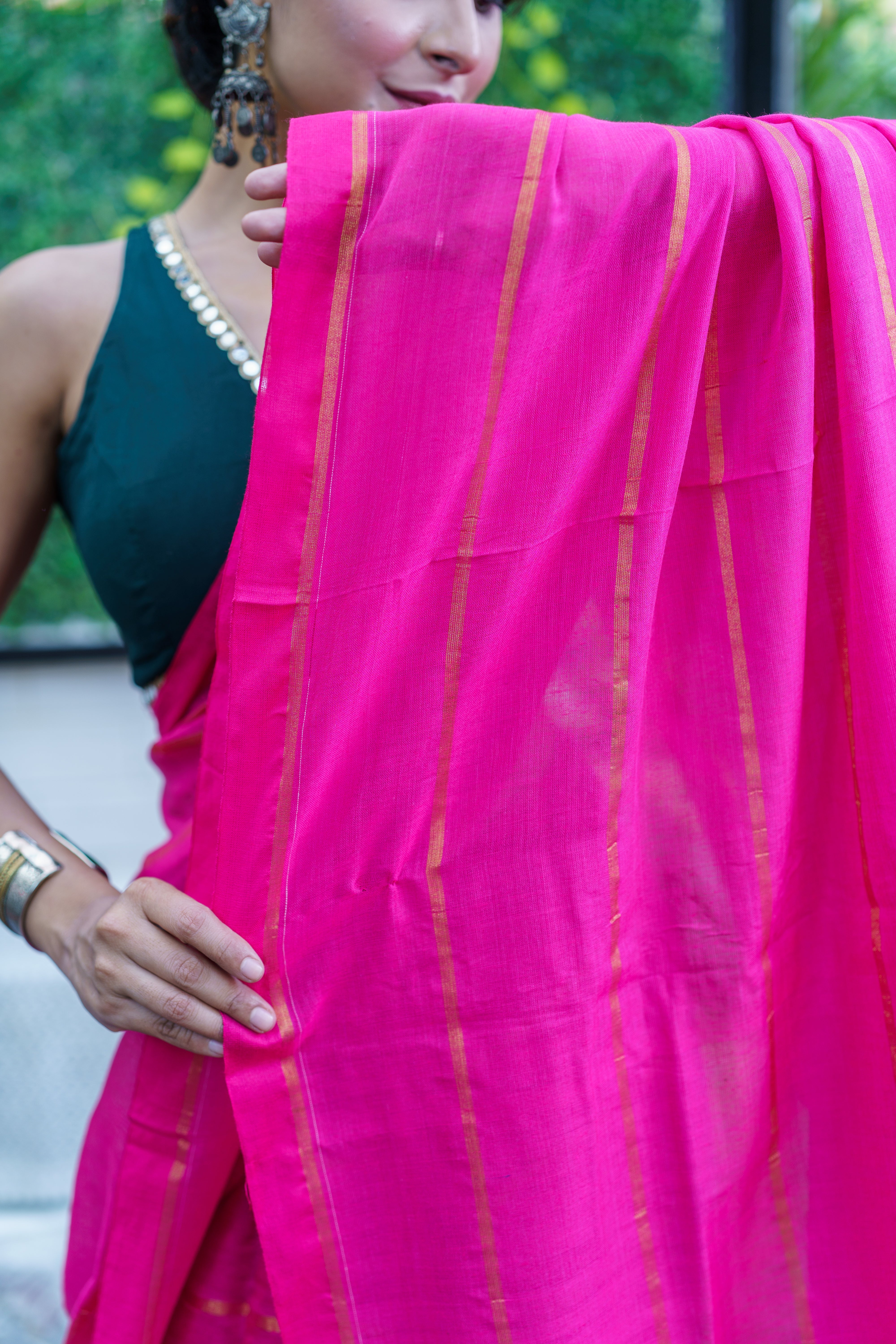 Rani pure khadi cotton striped saree