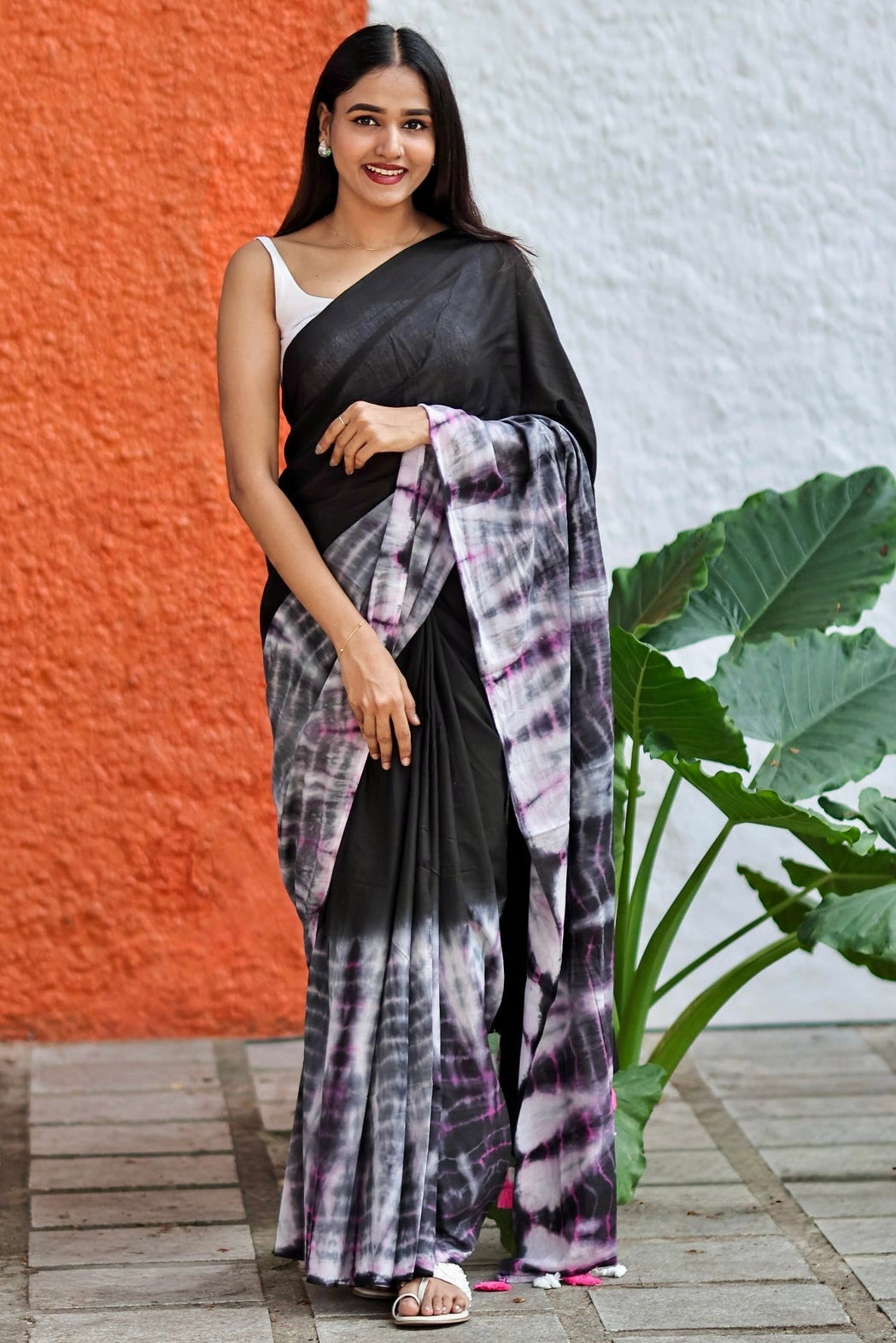 Ragini Black Multi Shibori Mul Mul Cotton Saree
