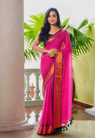 Rani Mul Mul Cotton Saree With blouse piece