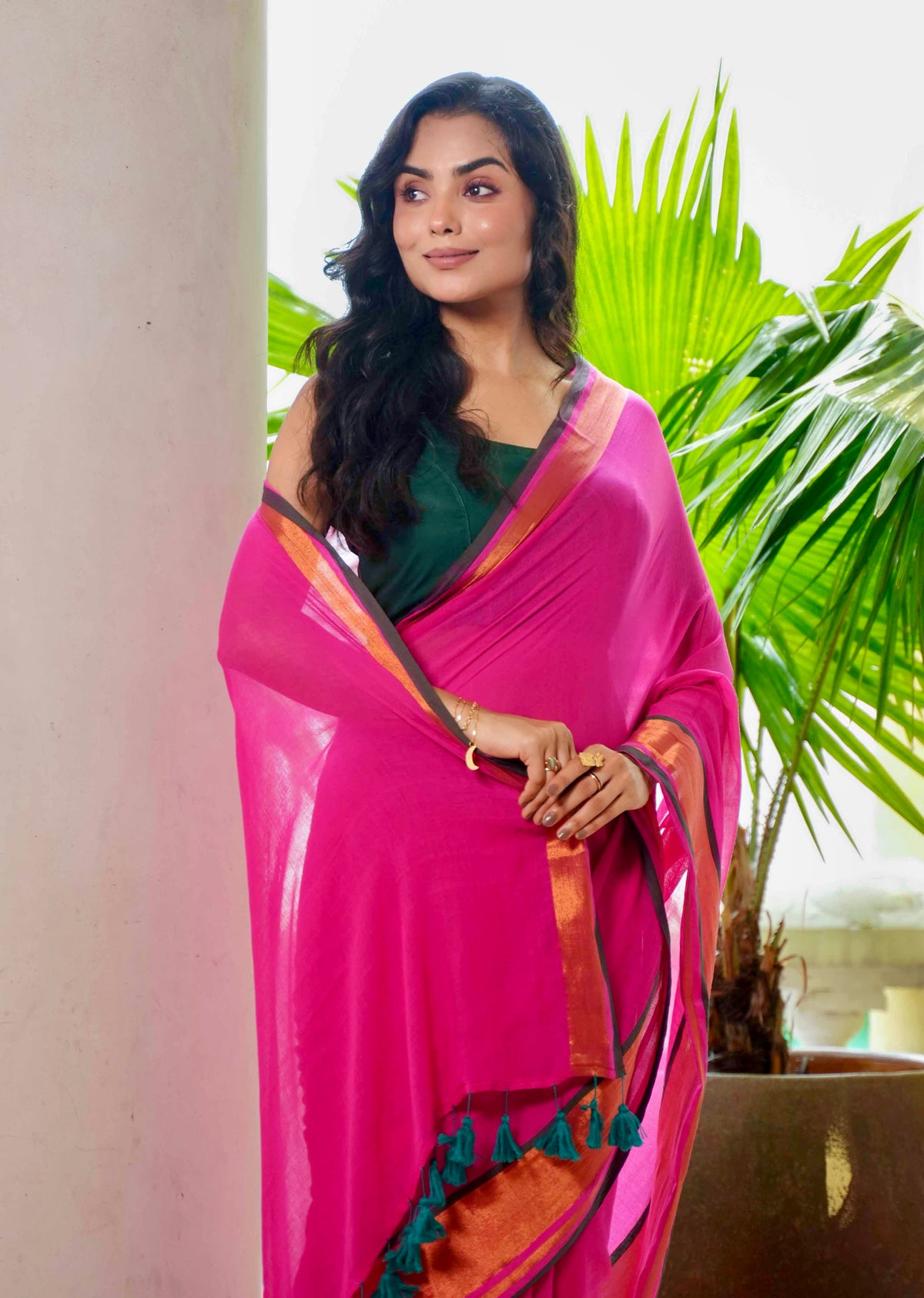 Rani Mul Mul Cotton Saree With blouse piece