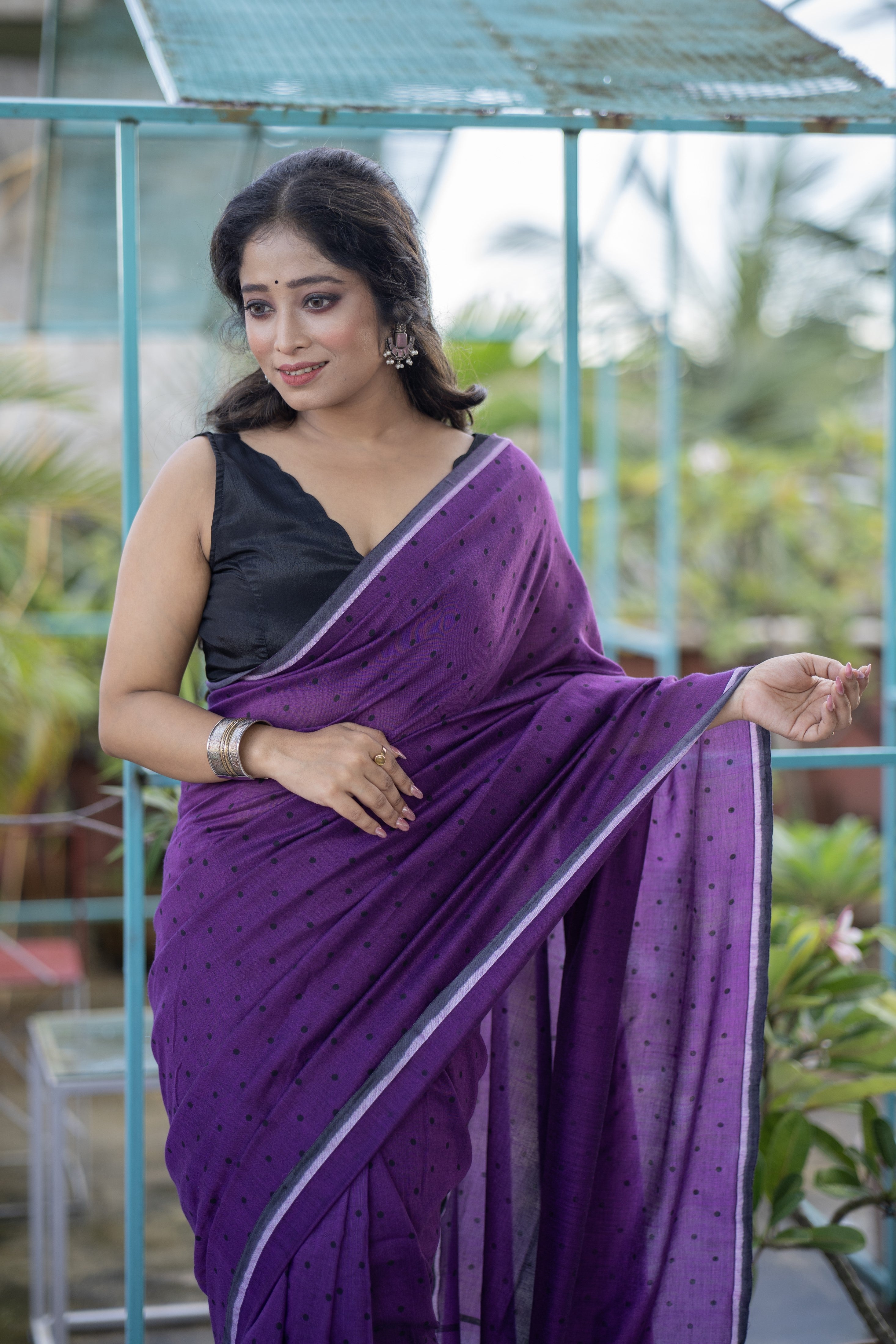 Purple Buti Cotton Sarees