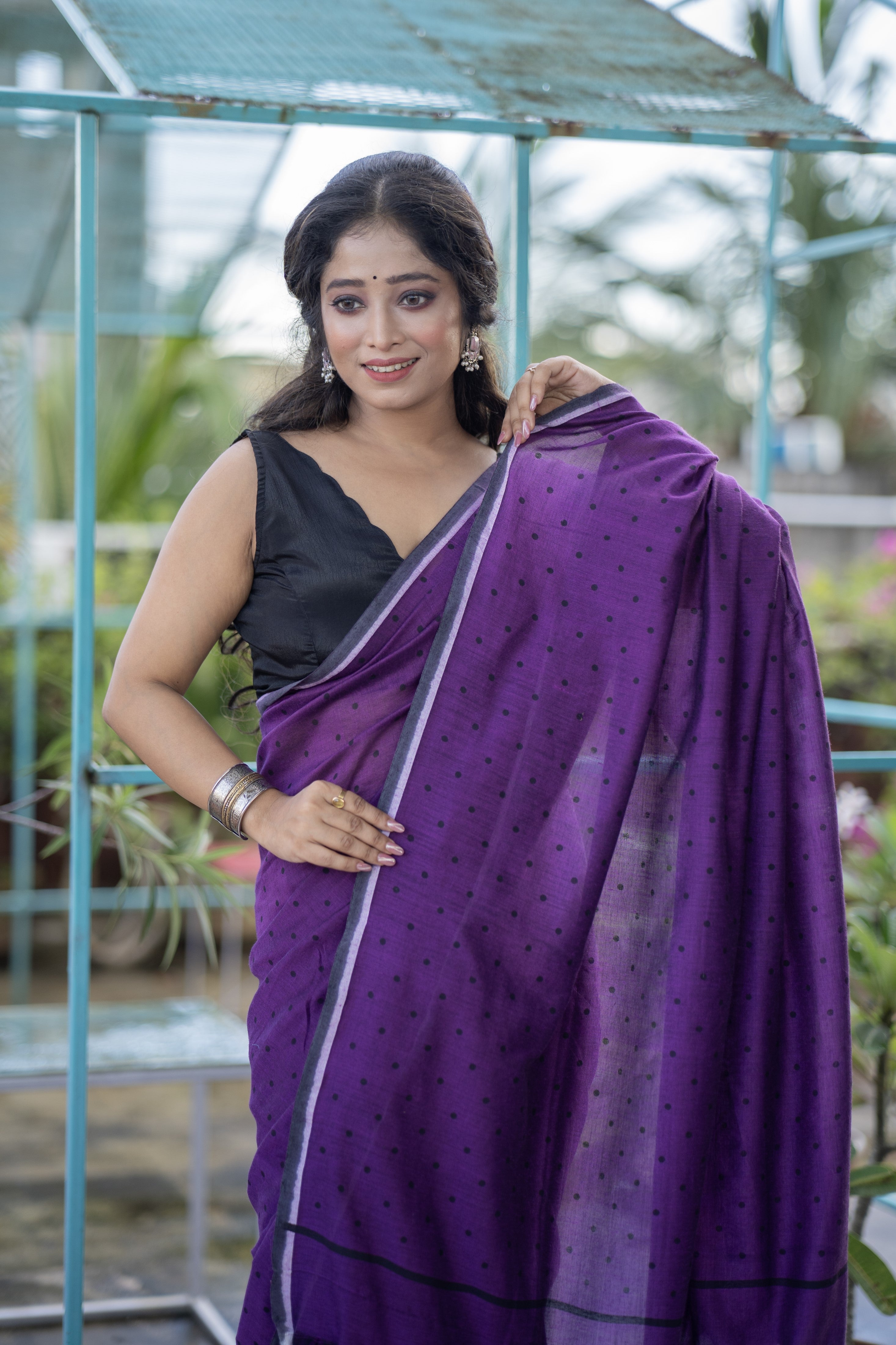 Purple Buti Cotton Sarees