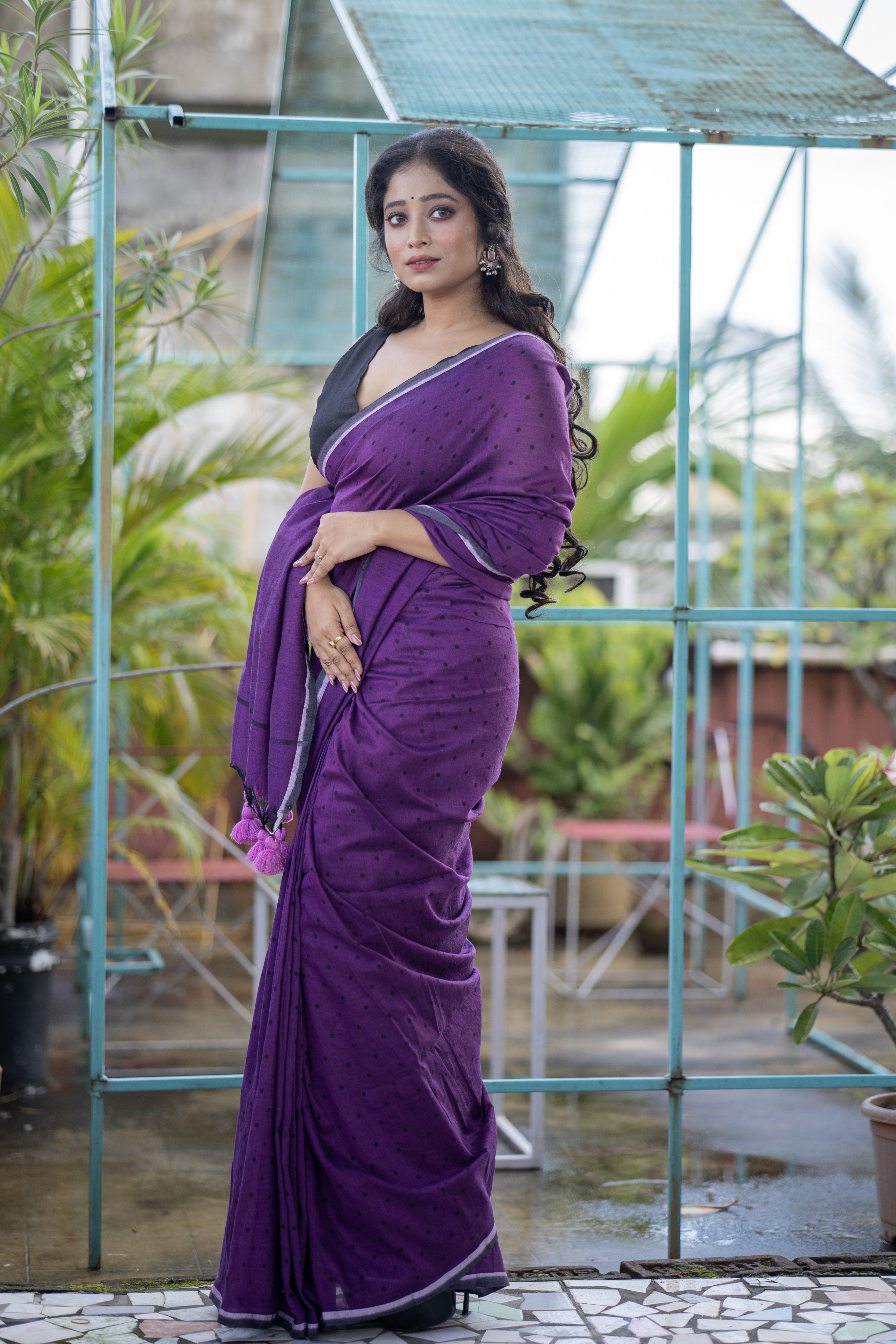 Purple Buti Cotton Sarees