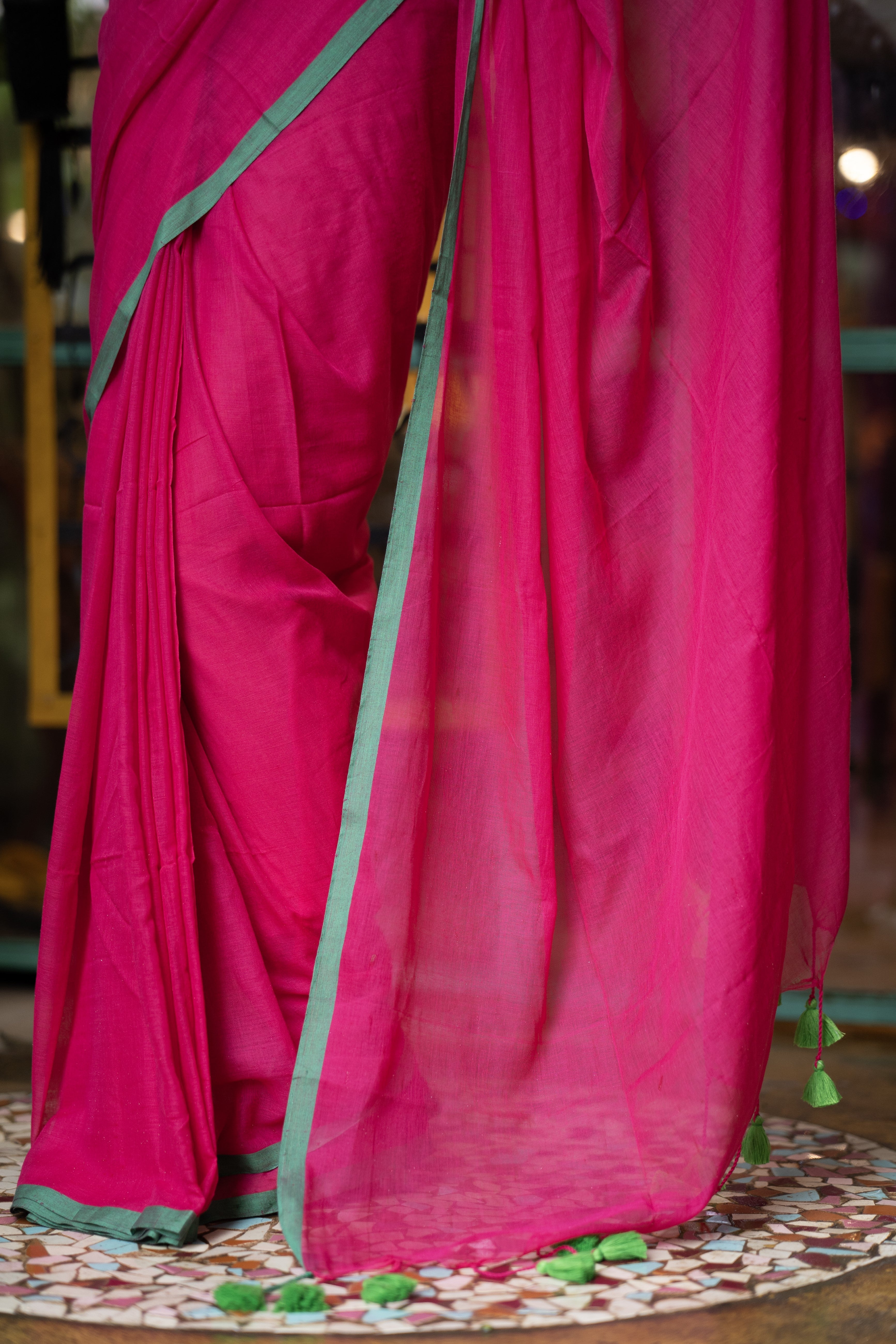 Rani Pure Mulmul Cotton Saree with blouse piece