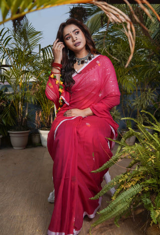 Rani Hand Weaving Mul Mul Cotton Saree