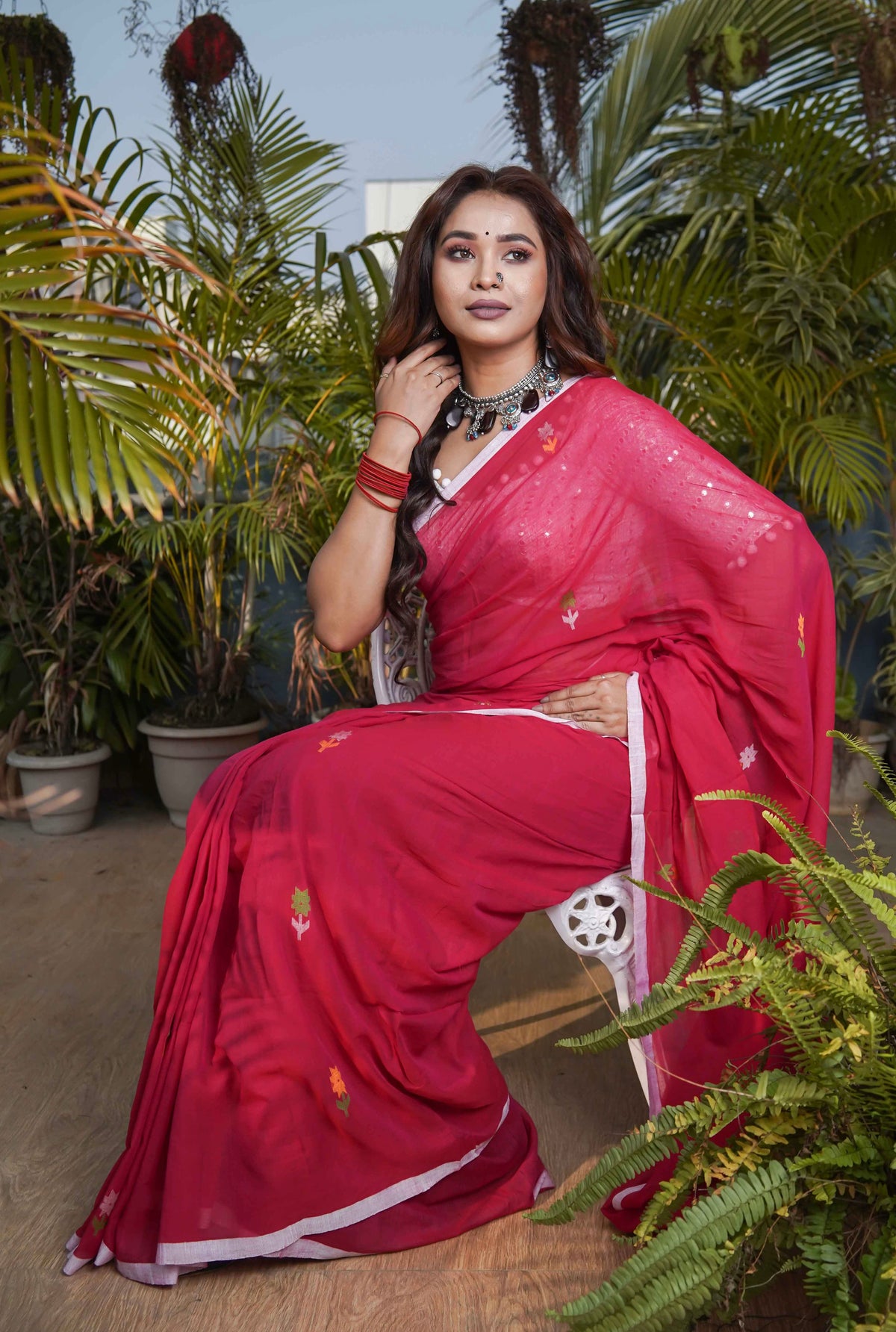 Rani Hand Weaving Mul Mul Cotton Saree