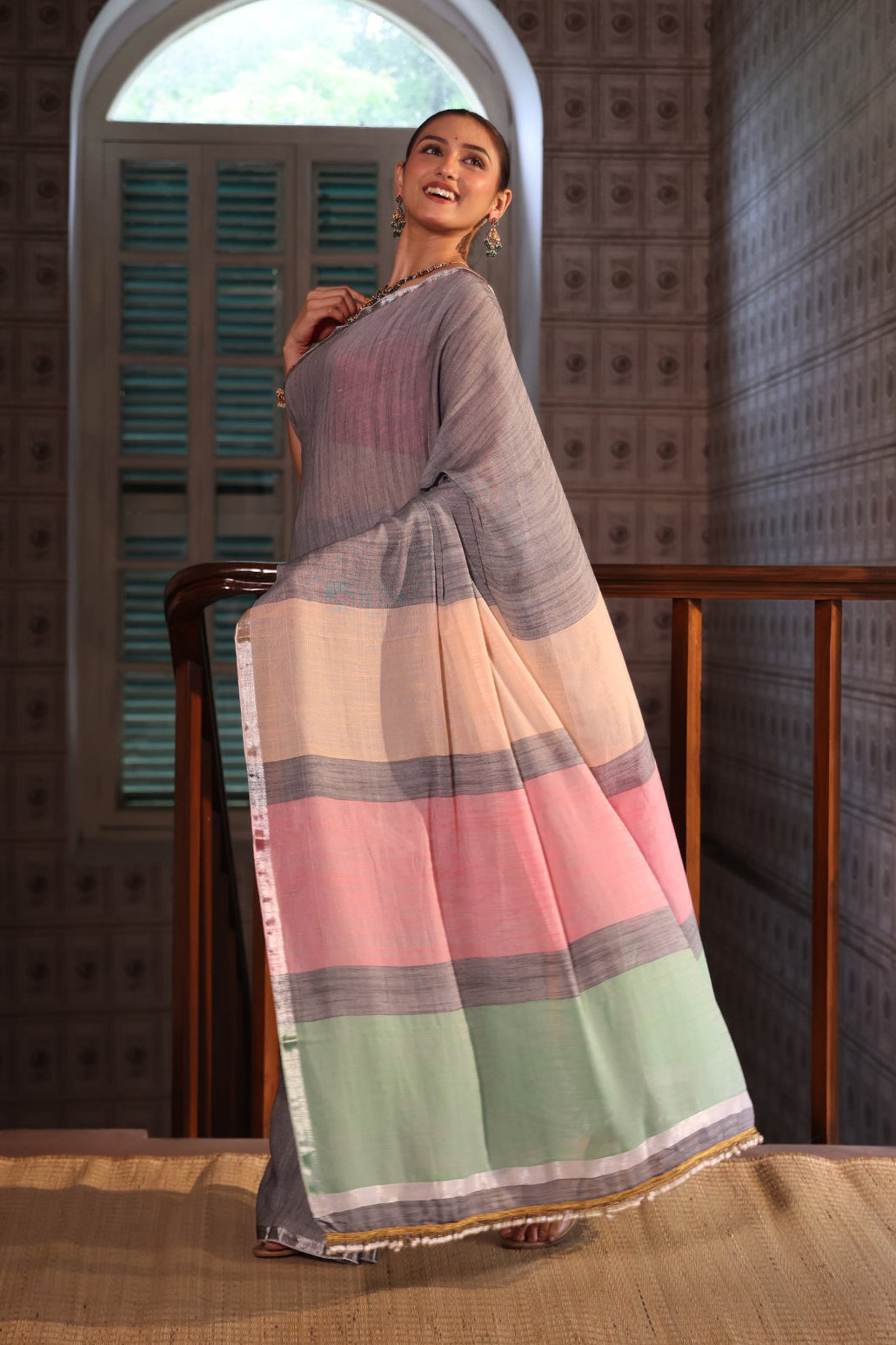 Grey Premium soft Cotton Saree