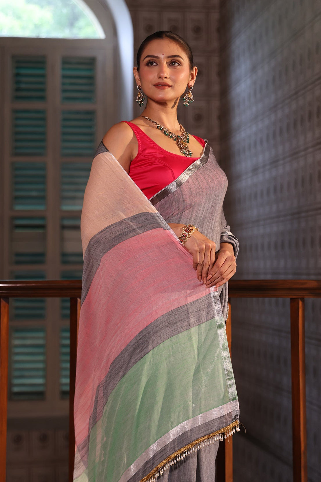 Grey Premium soft Cotton Saree